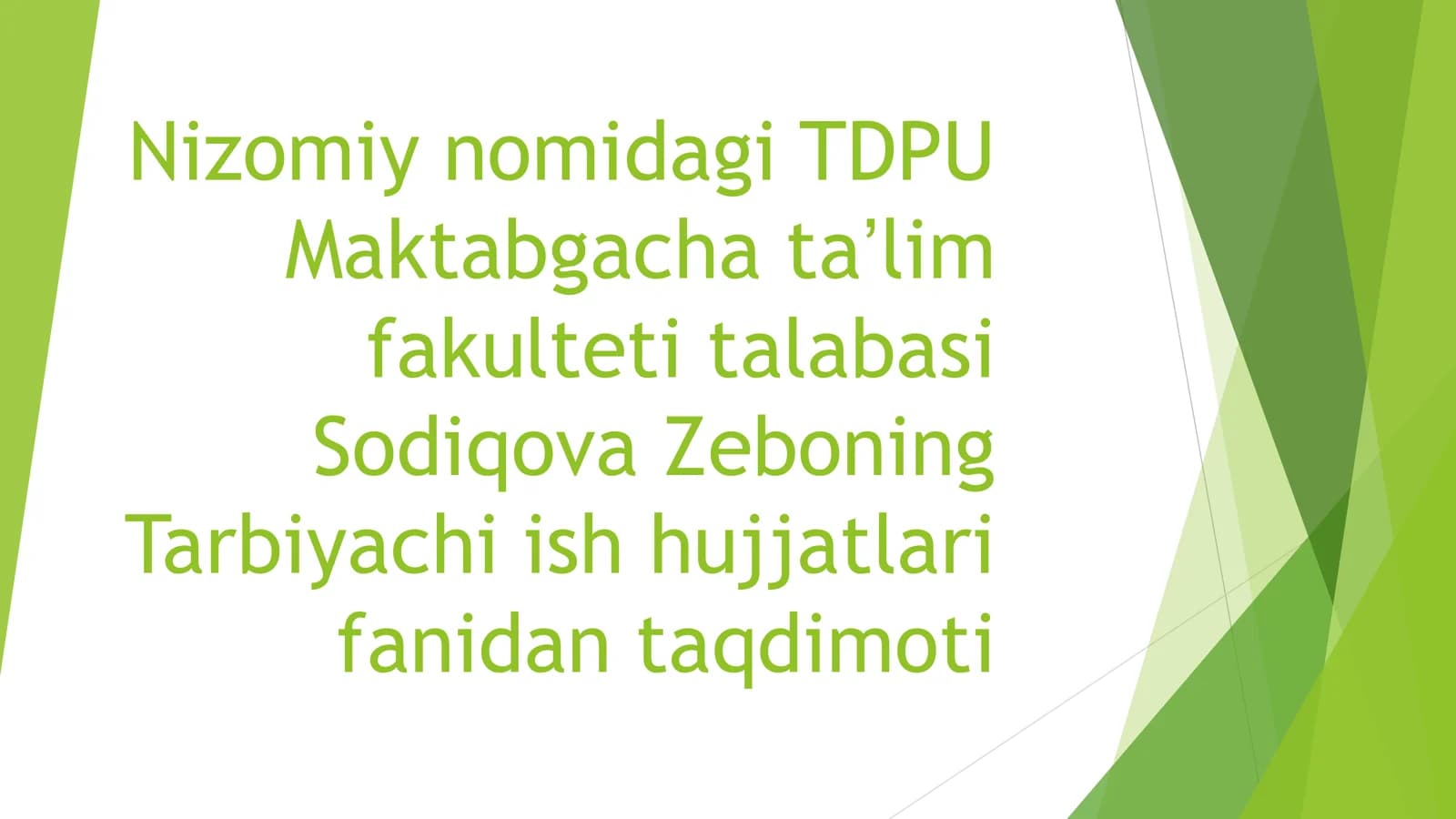 Tarbiyachi ish hujjatlari fanidan taqdimoti