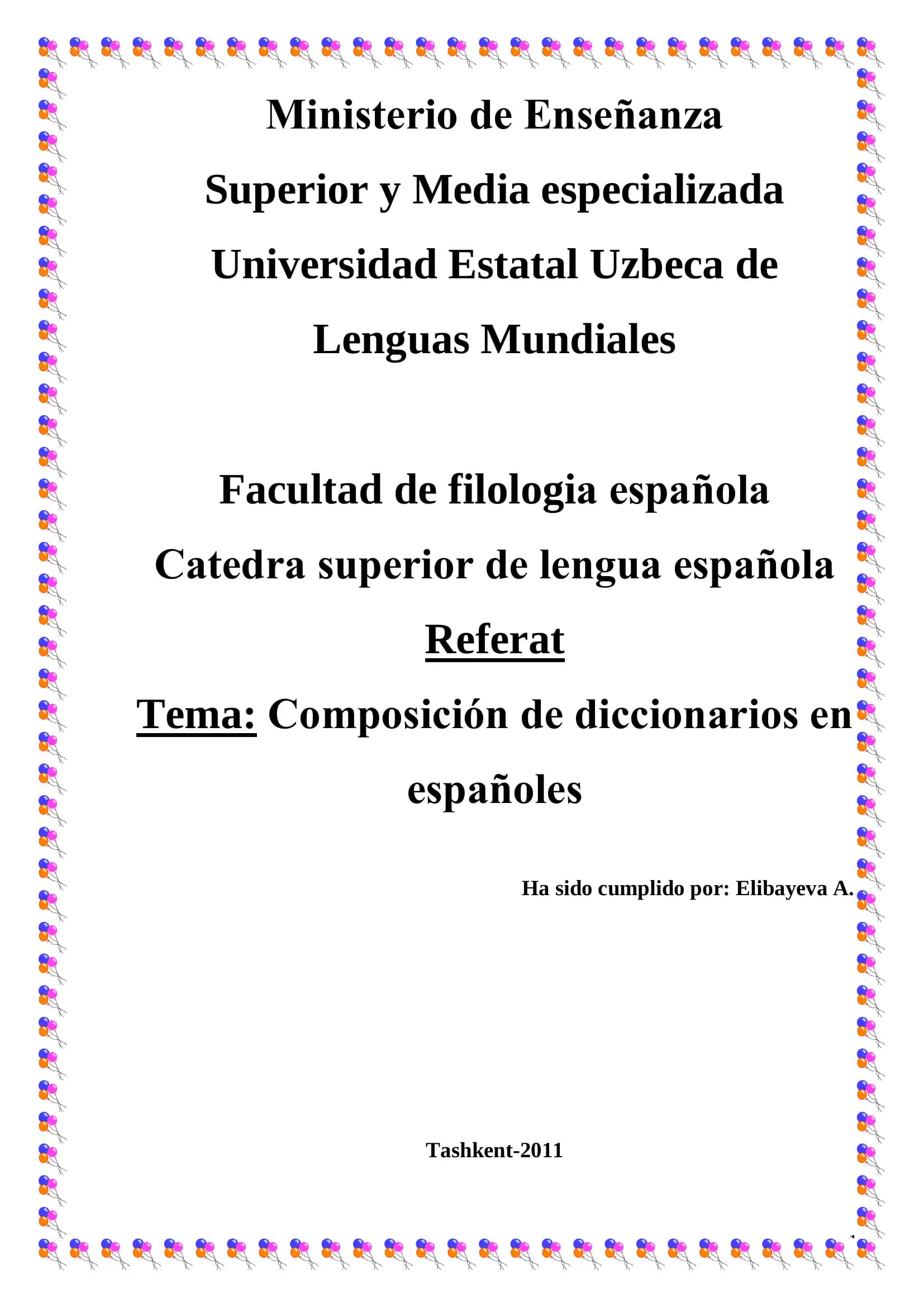 Composición de diccionarios en españoles