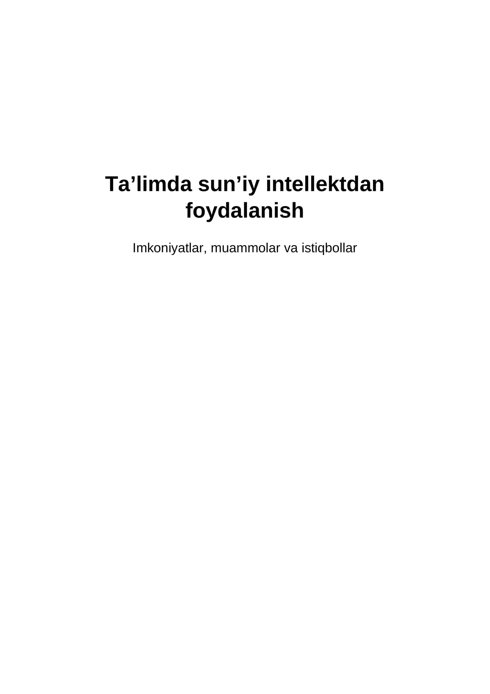 Ta’limda sun’iy intellektdan foydalanish