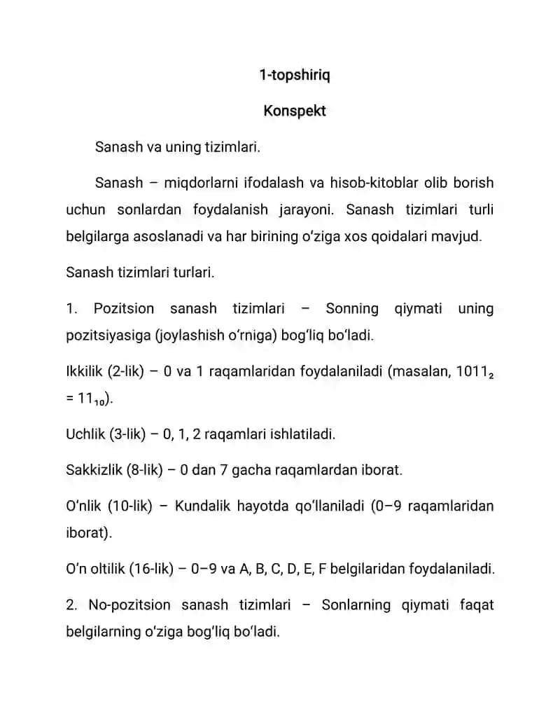 Sanash va uning tizimlari