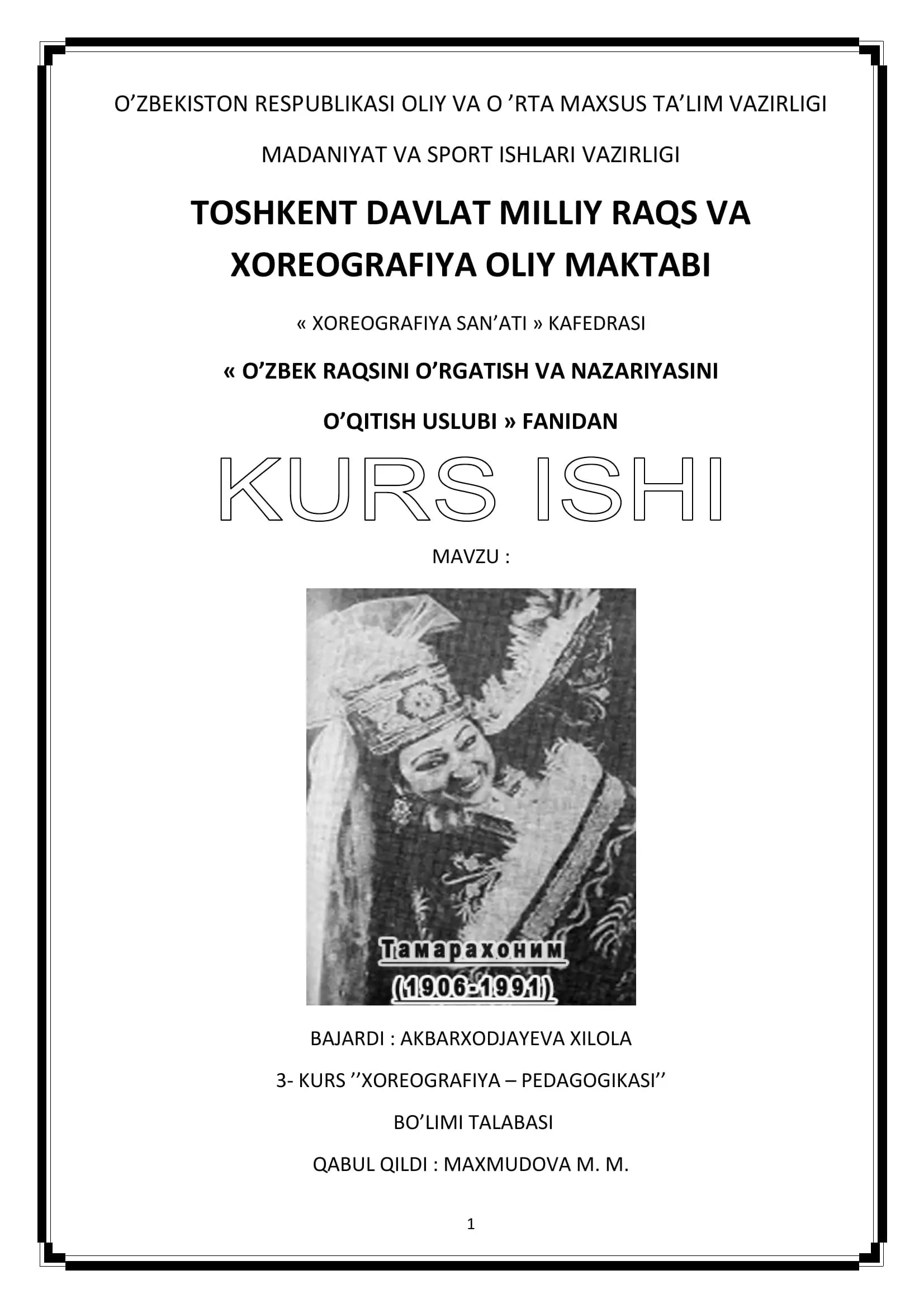 O’ZBEK RAQSINI O’RGATISH VA NAZARIYASINI O’QITISH USLUBI