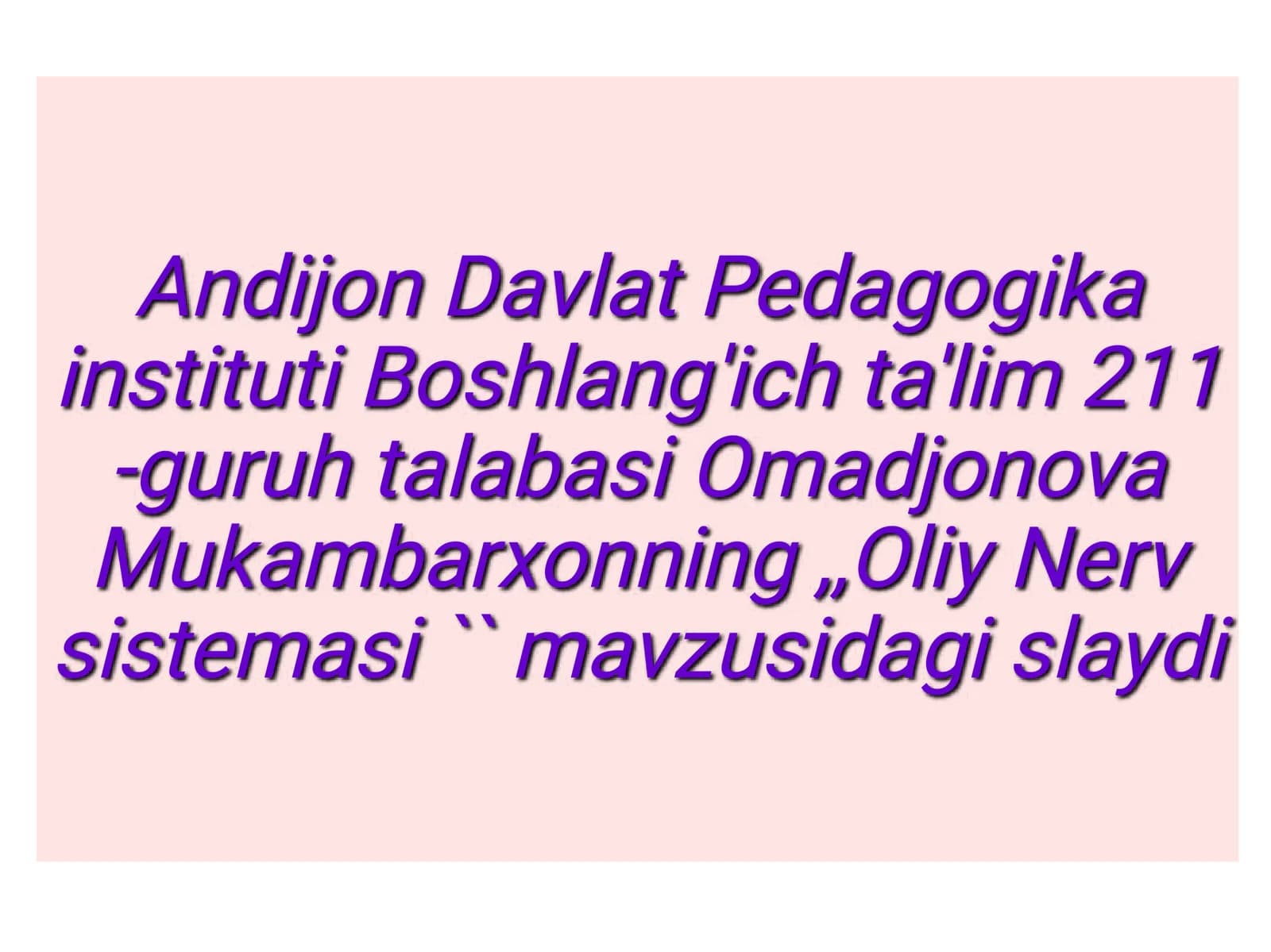 Oliy Nerv Sistemasi