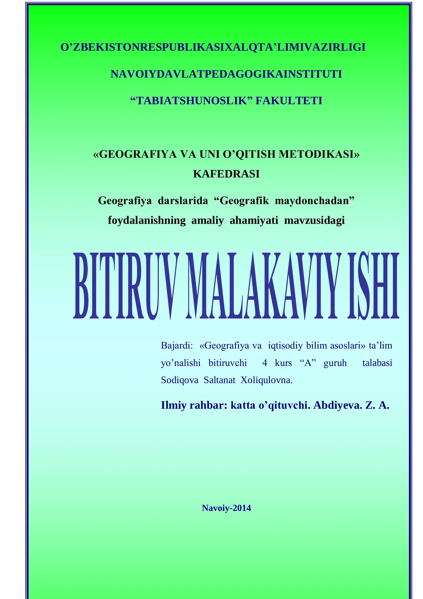 Geografiya va iqtisodiy bilim asoslari