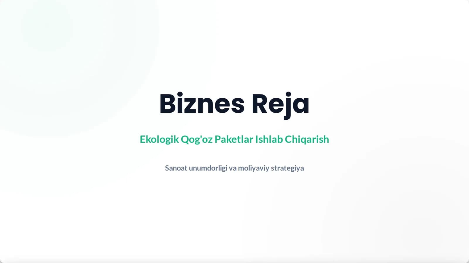 TAYYOR BIZNES REJA + SLAYD (0 dan boshlash uchun)