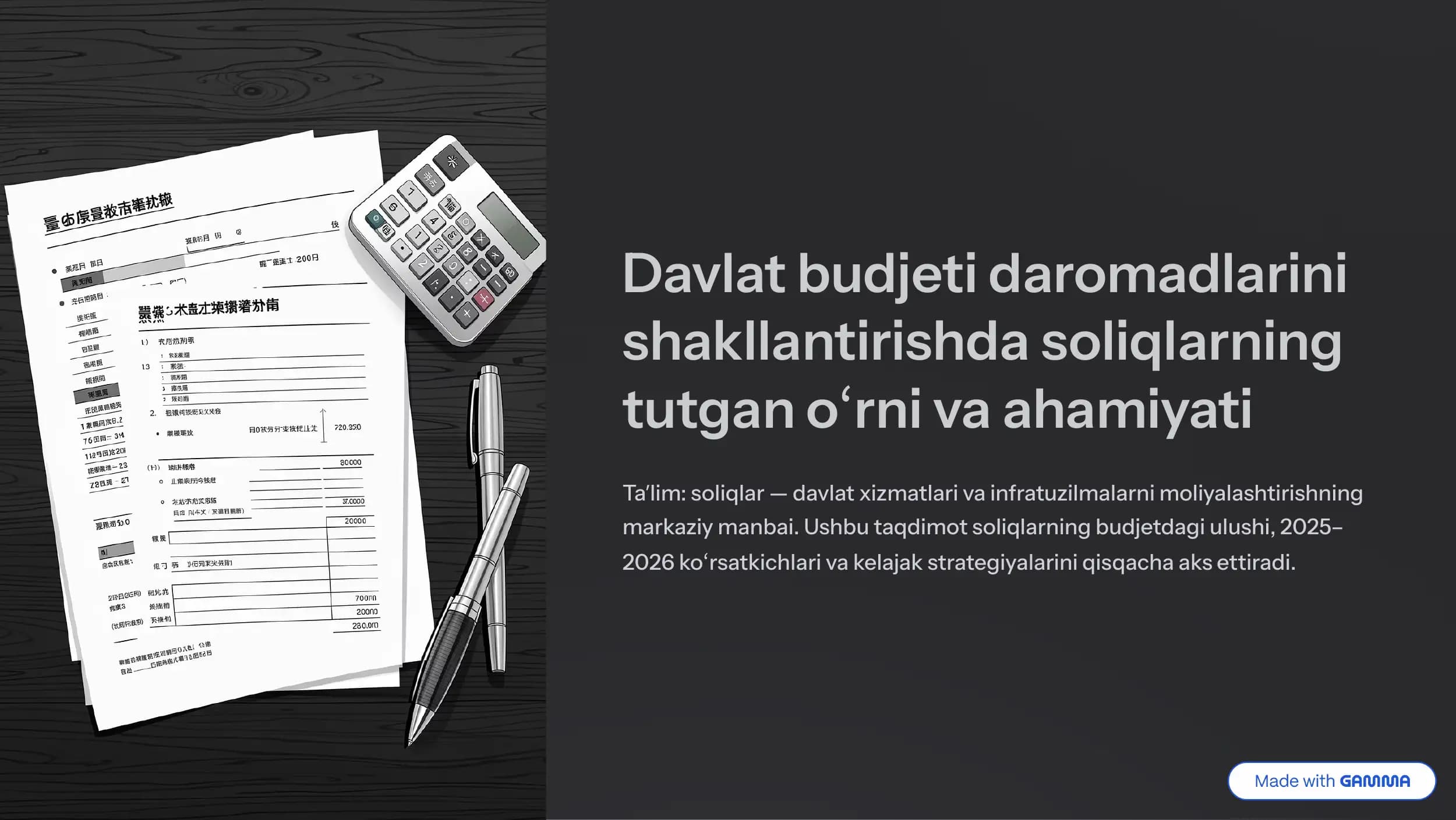 Davlat budjeti daromadlarini shakllantirishda soliqlarning tutgan oʻrni va ahamiyati