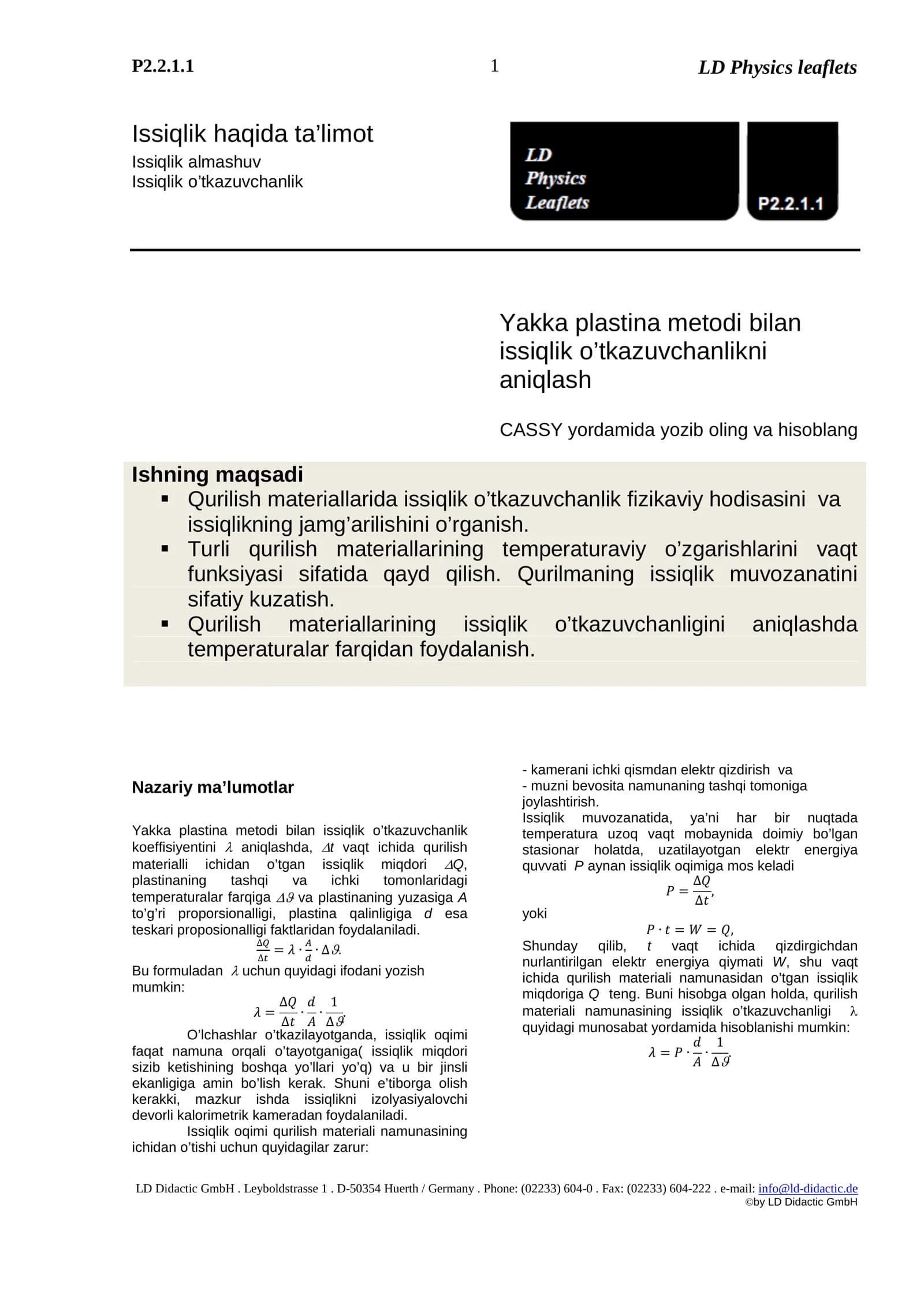 Issiqlik haqida ta’limot