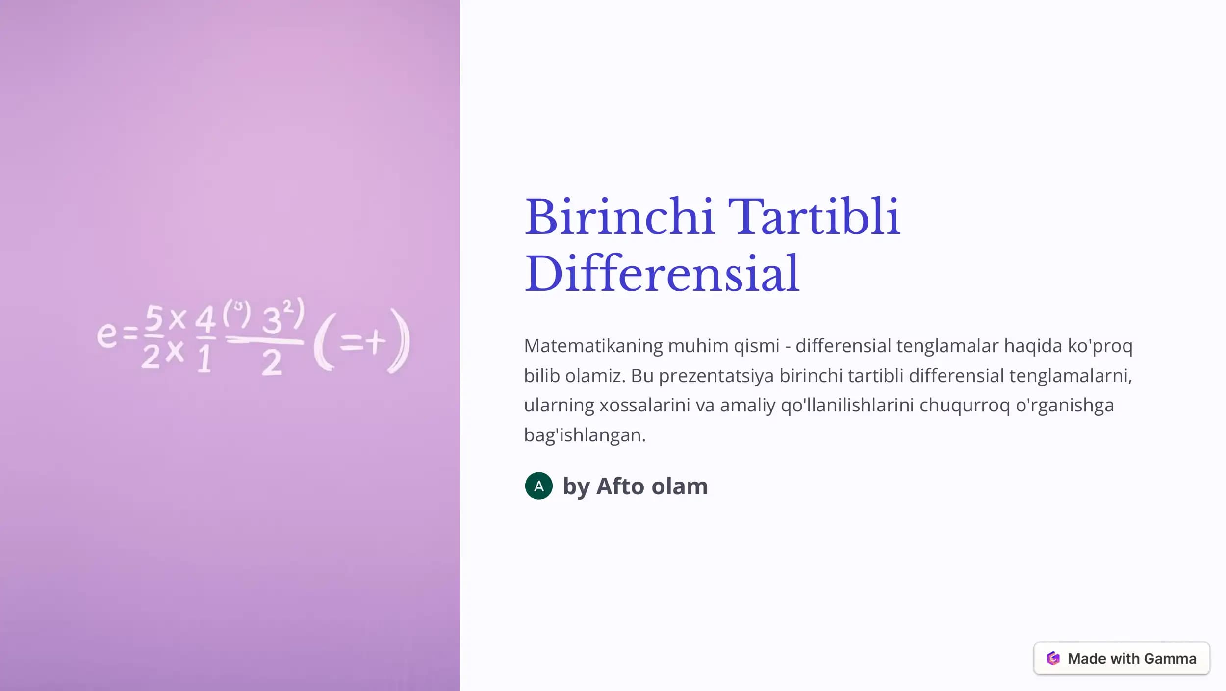 Birinchi Tartibli Differensial