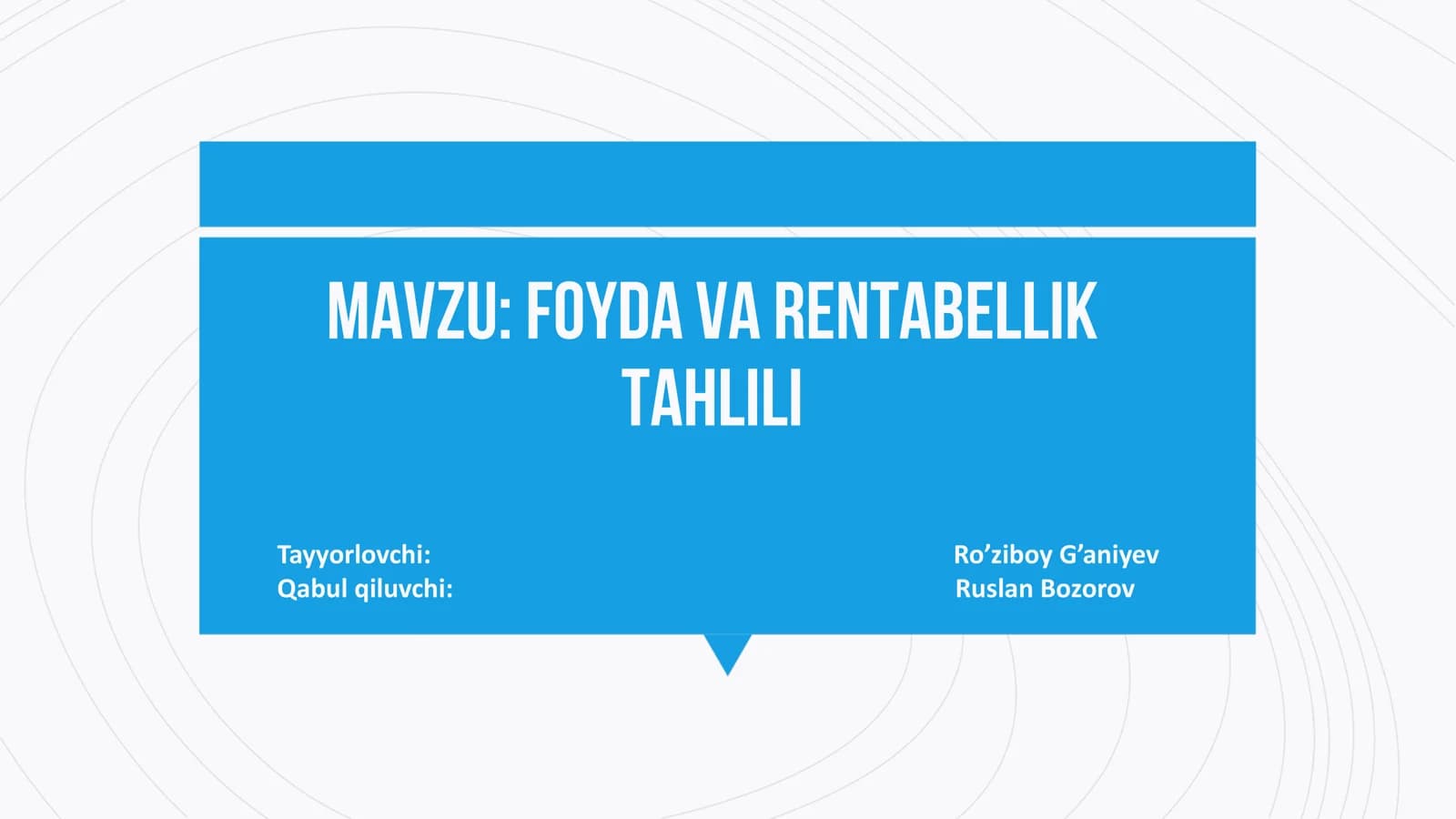 Foyda va rentabellik tahlili