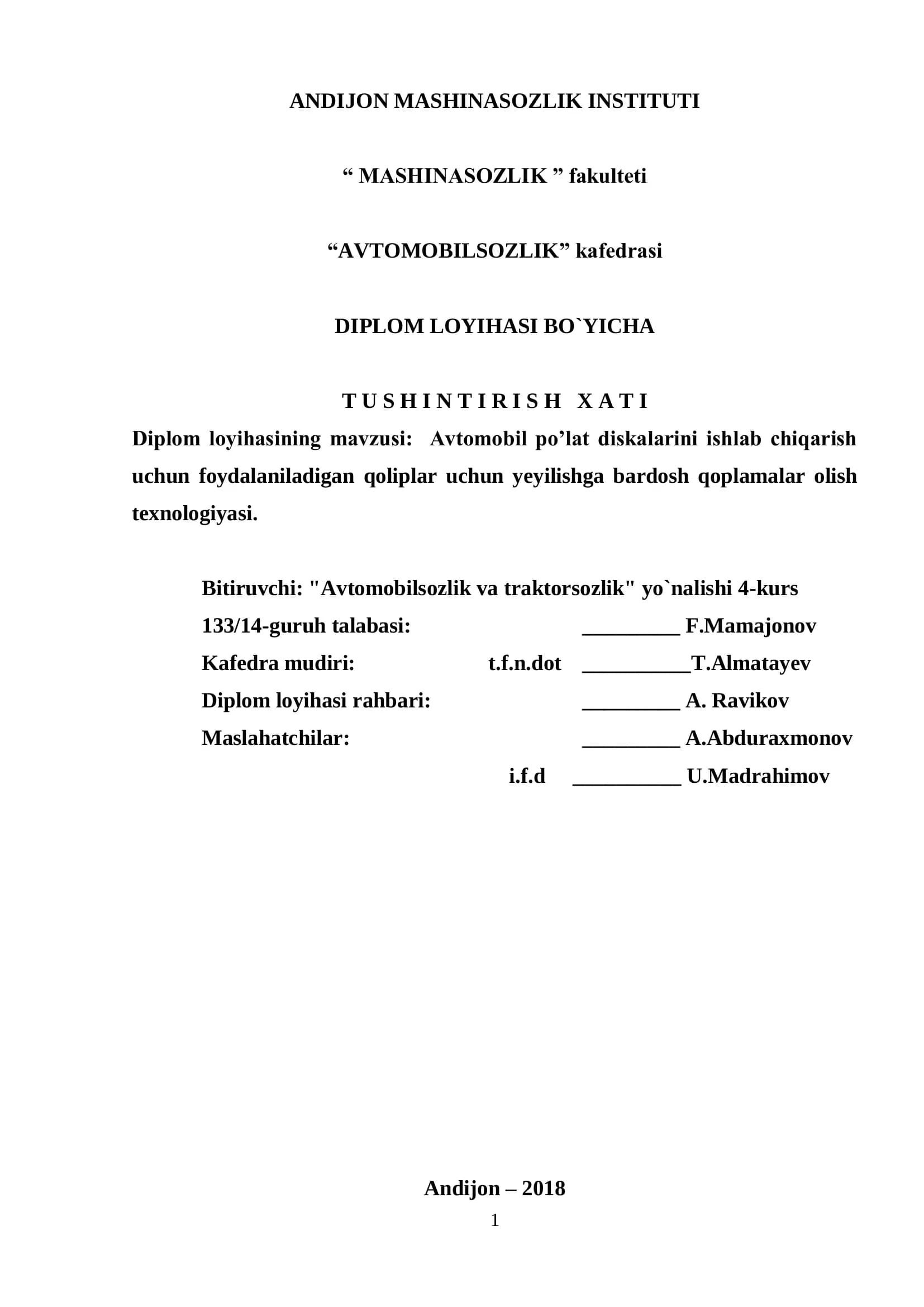 Avtomobil po’lat diskalarini ishlab chiqarish