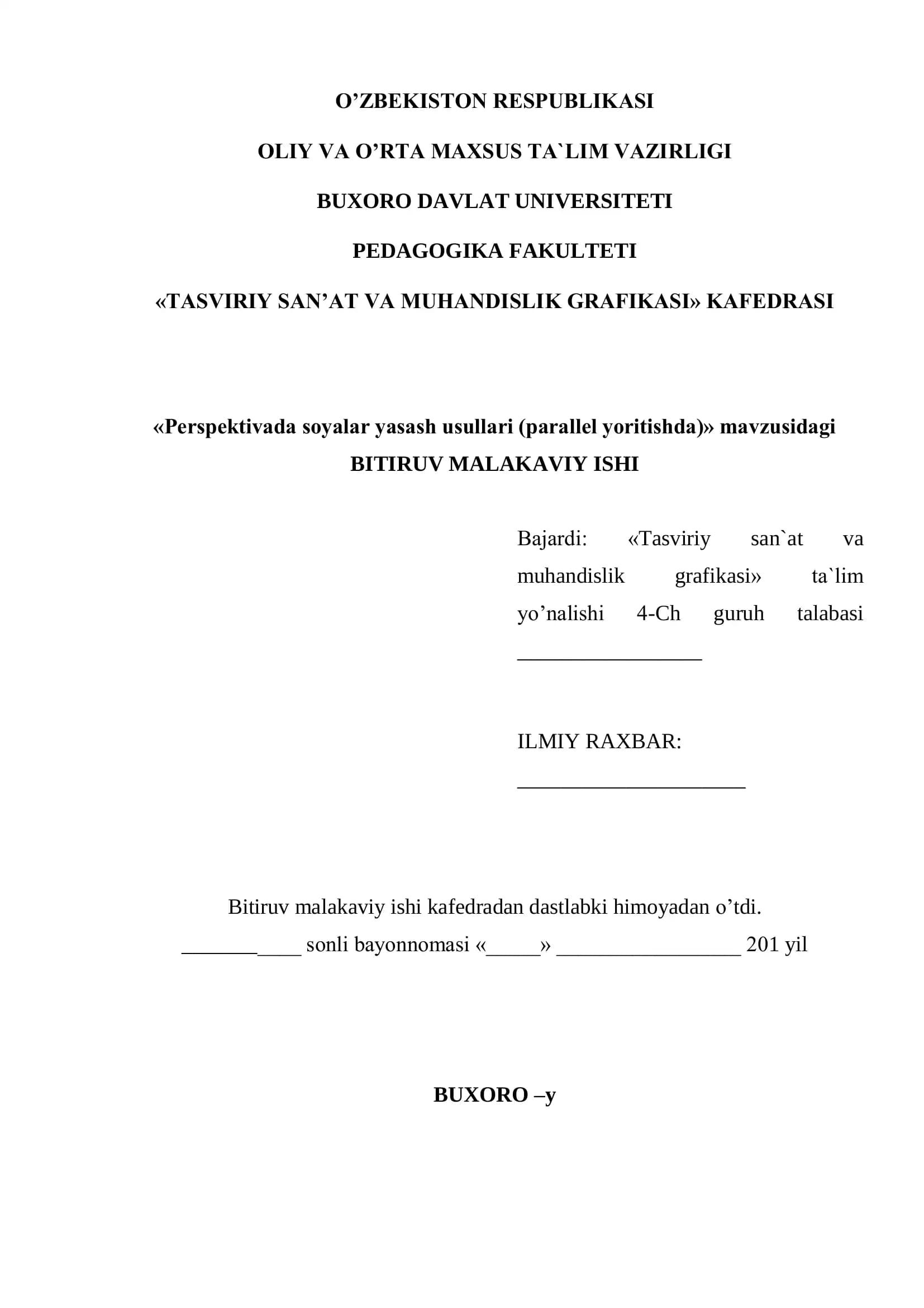 Perspektivada soyalar yasash usullari (parallel yoritishda)