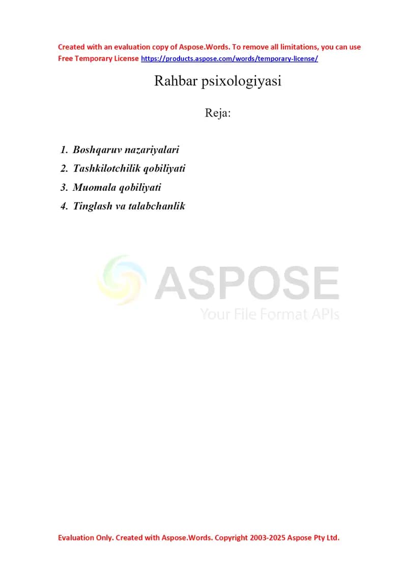 Rahbarlik psixologiyasi