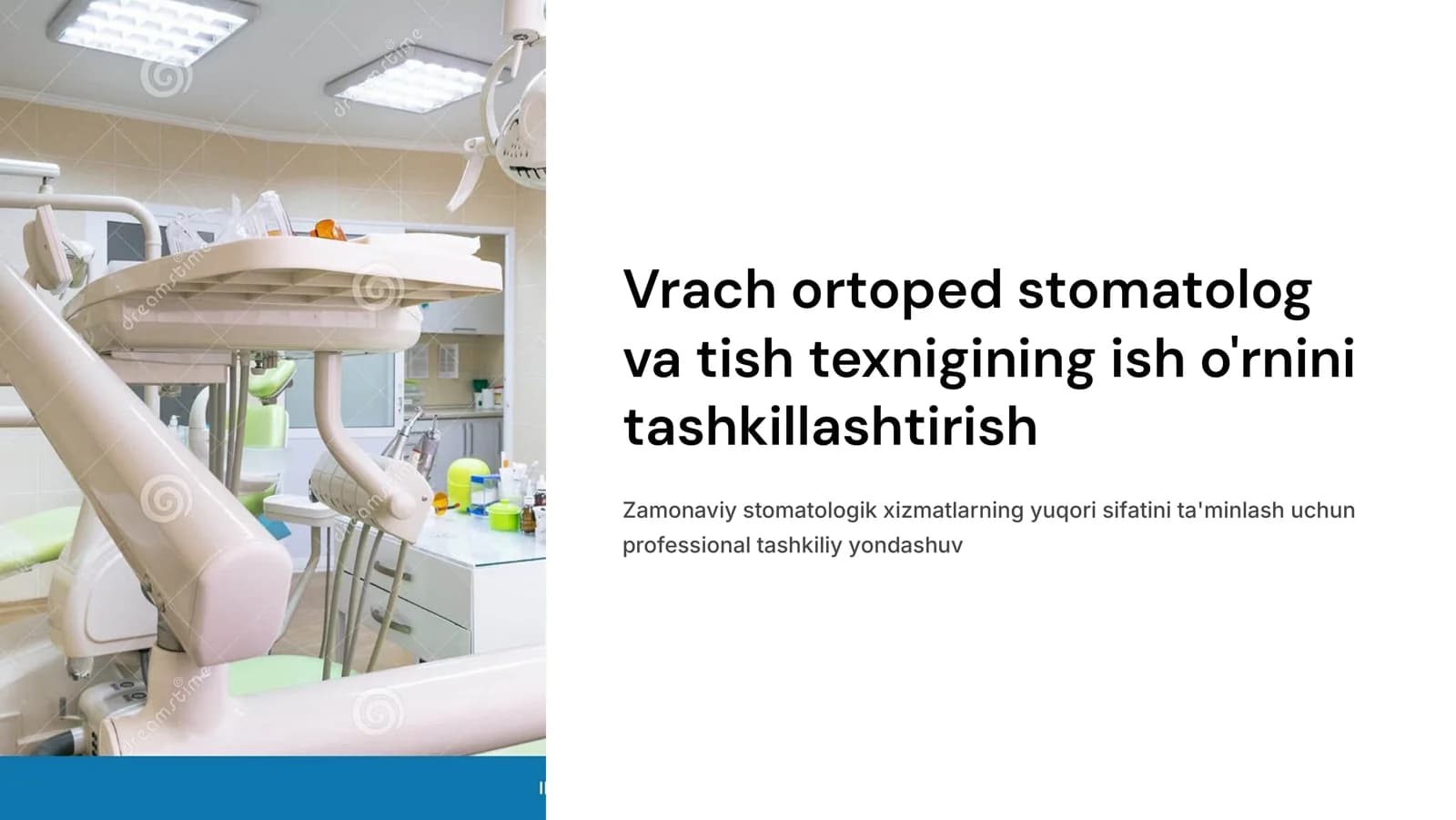 Vrach ortoped stomatolog va  Tish texnigining ish o‘rnini tashkillashtirish.