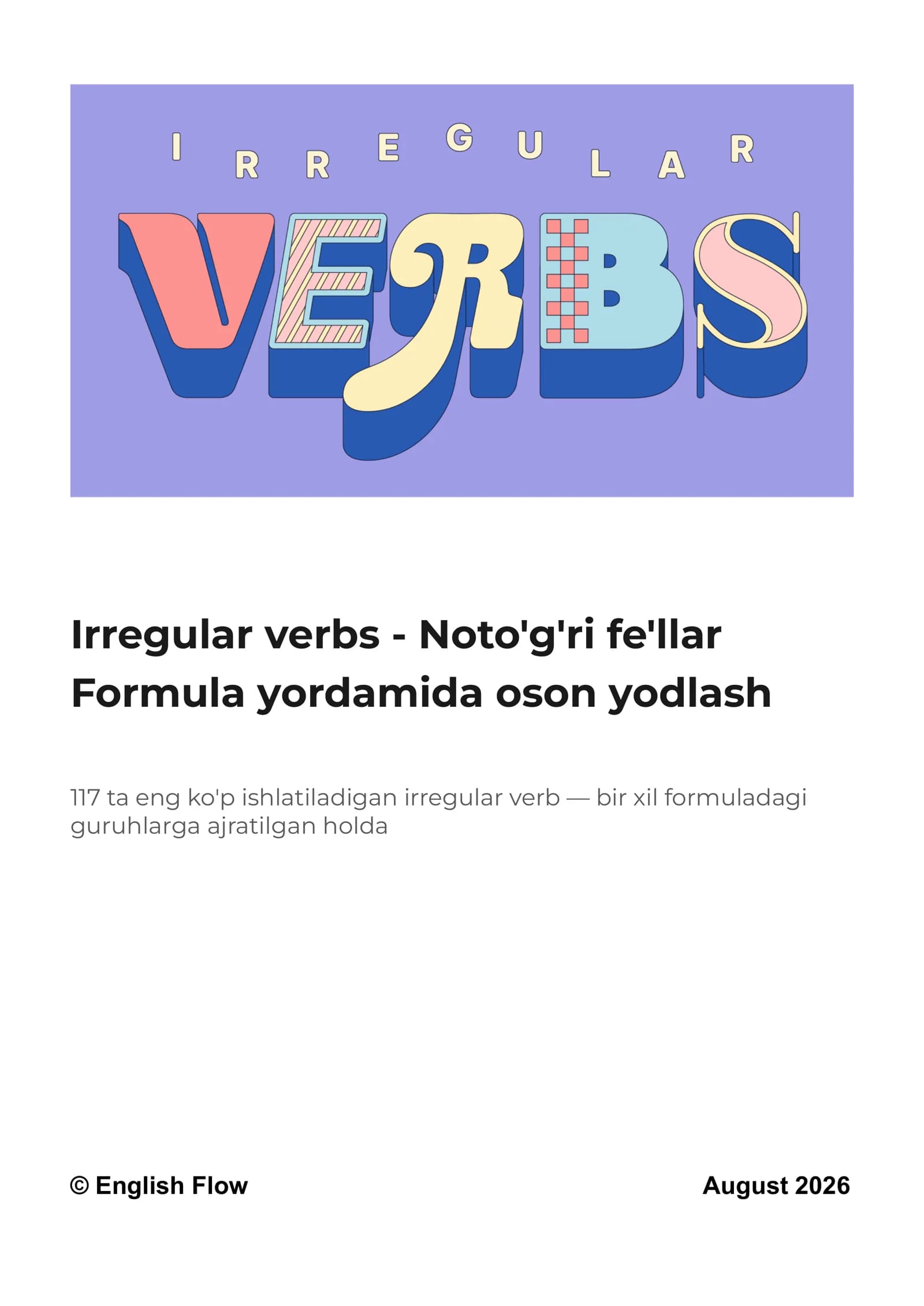 Irregular Verbs with Easy formula Memorization