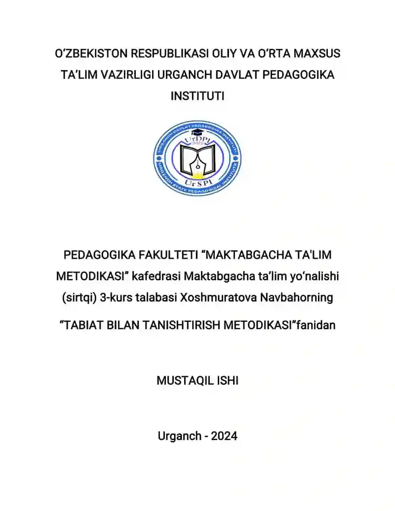 Tabiat bilan tanishtirish metodikasi