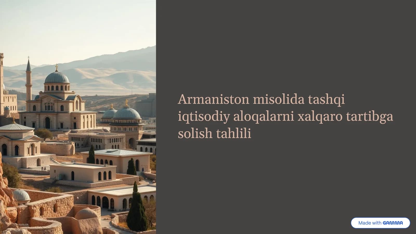 Armaniston misolida tashqi iqtisodiy aloqalarni xalqaro tartibga solish tahlili