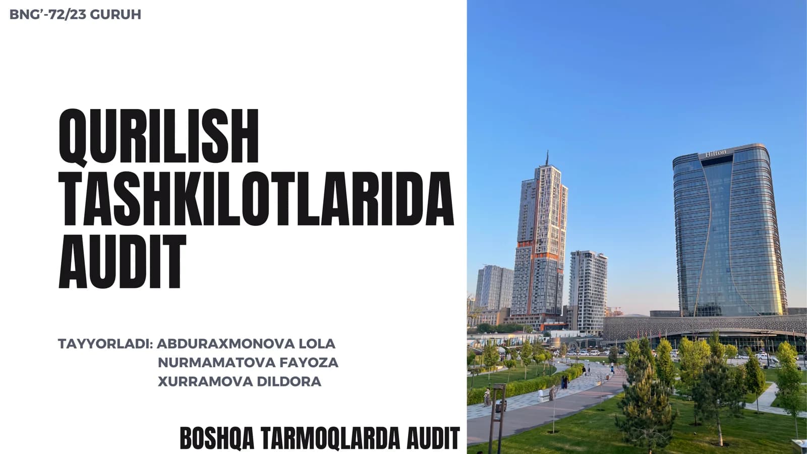 Qurilish Tashkilotlarida Audit