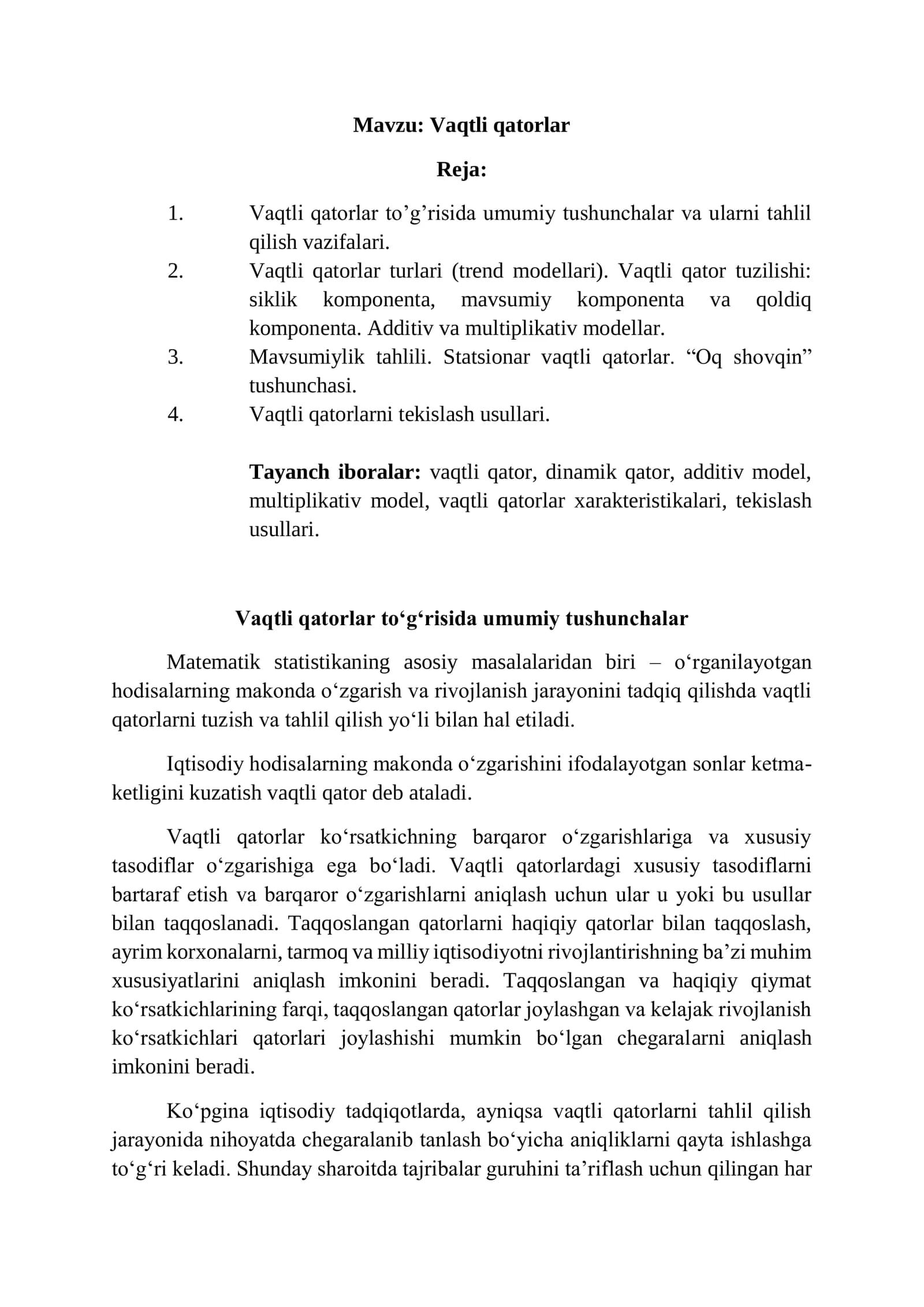 Vaqtli qatorlar