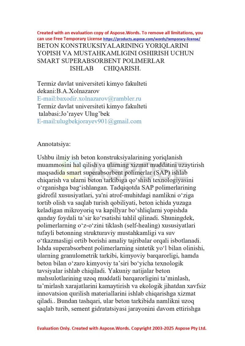 Smart superabsorbent polimerlar