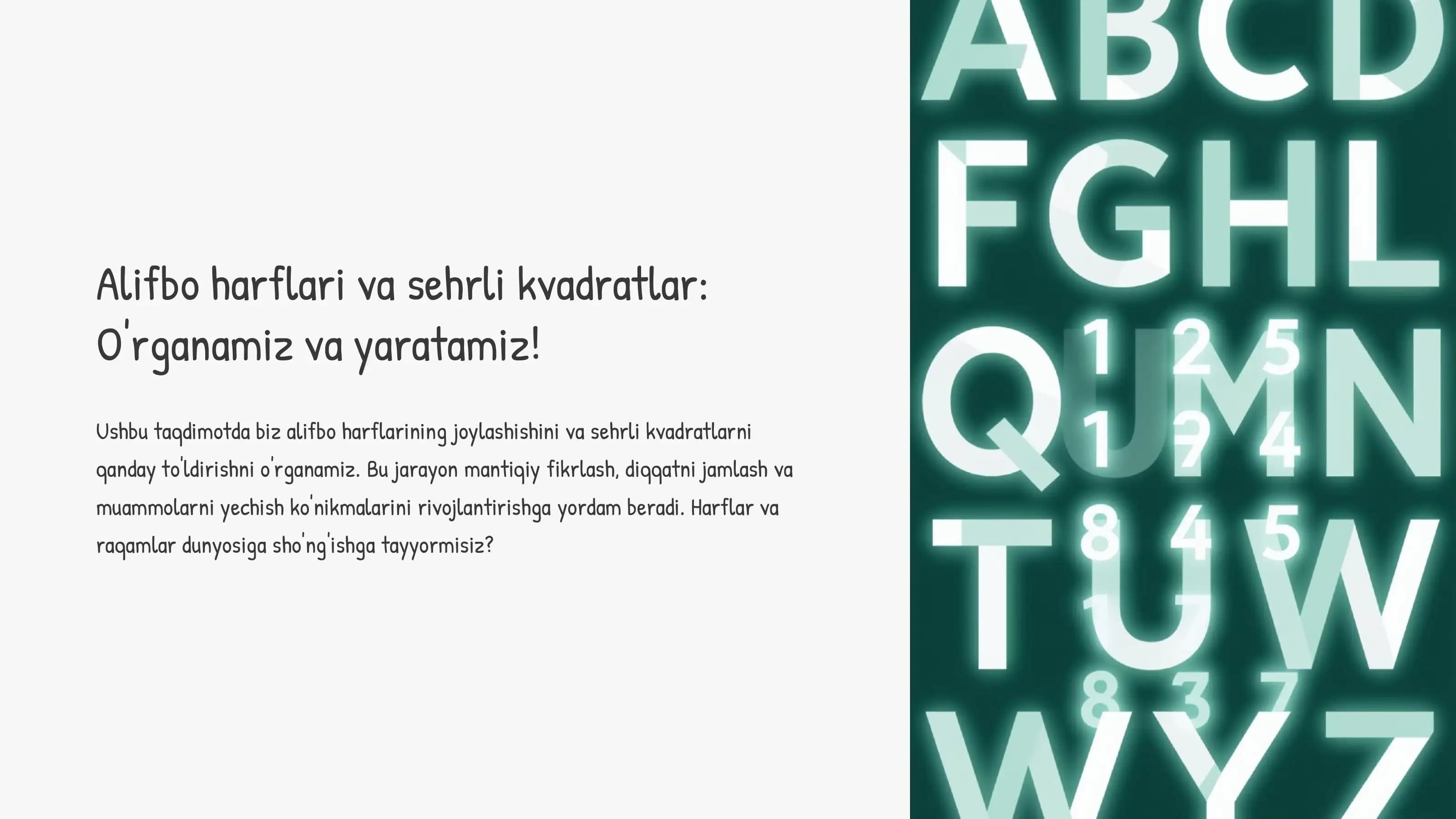 Alifbo harflari va sehrli kvadratlar
