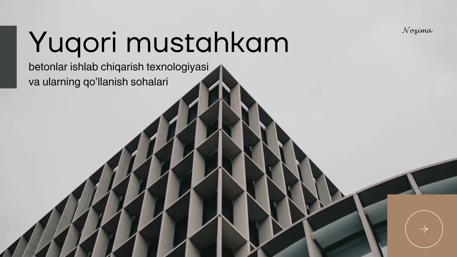 Yuqori mustahkam betonlar ishlab chiqarish texnologiyasi va ularning qo’llanish sohalari