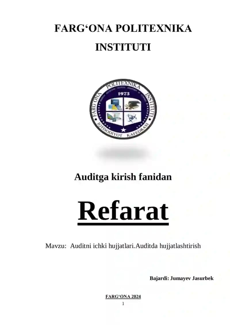Auditning ichki hujjatlari