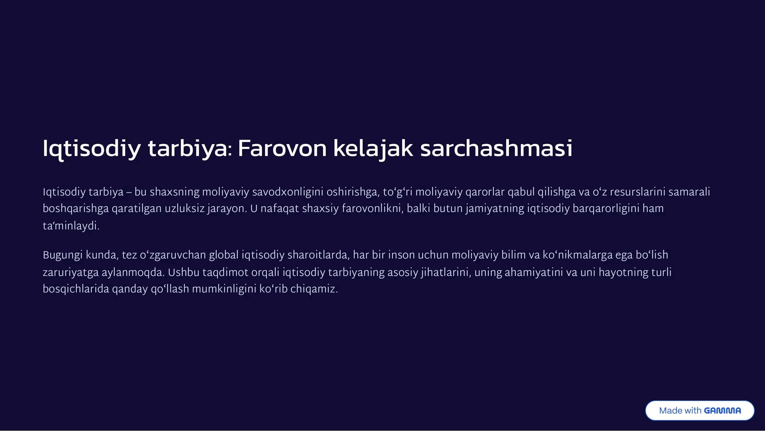 Iqtisodiy tarbiya
