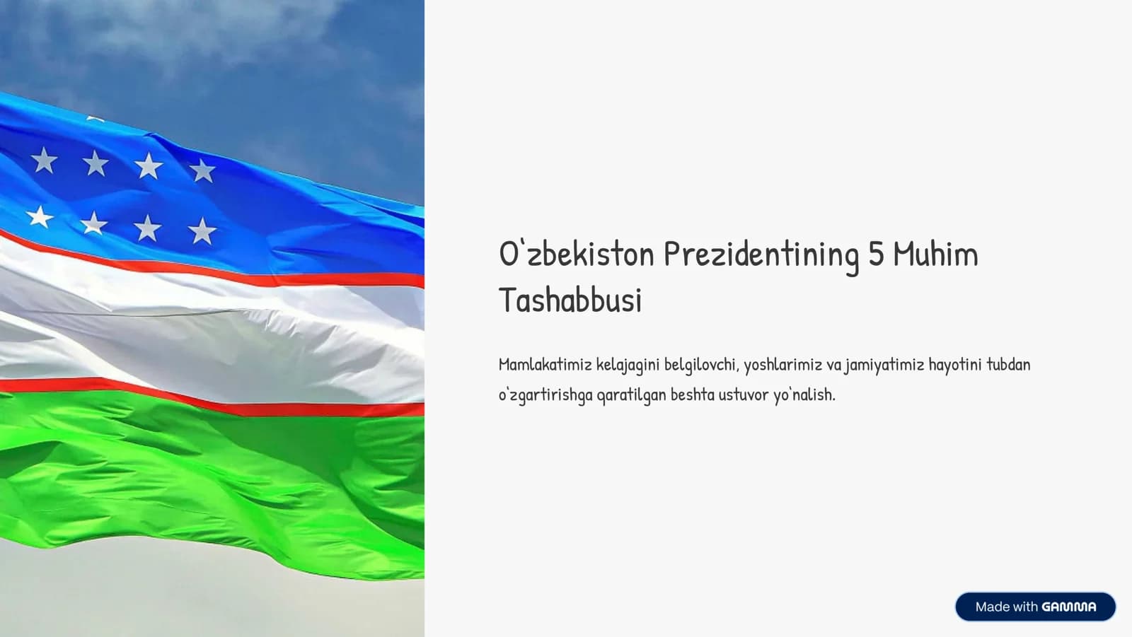 O8zbekiston Prezidentining 5 Muhim Tashabbusi