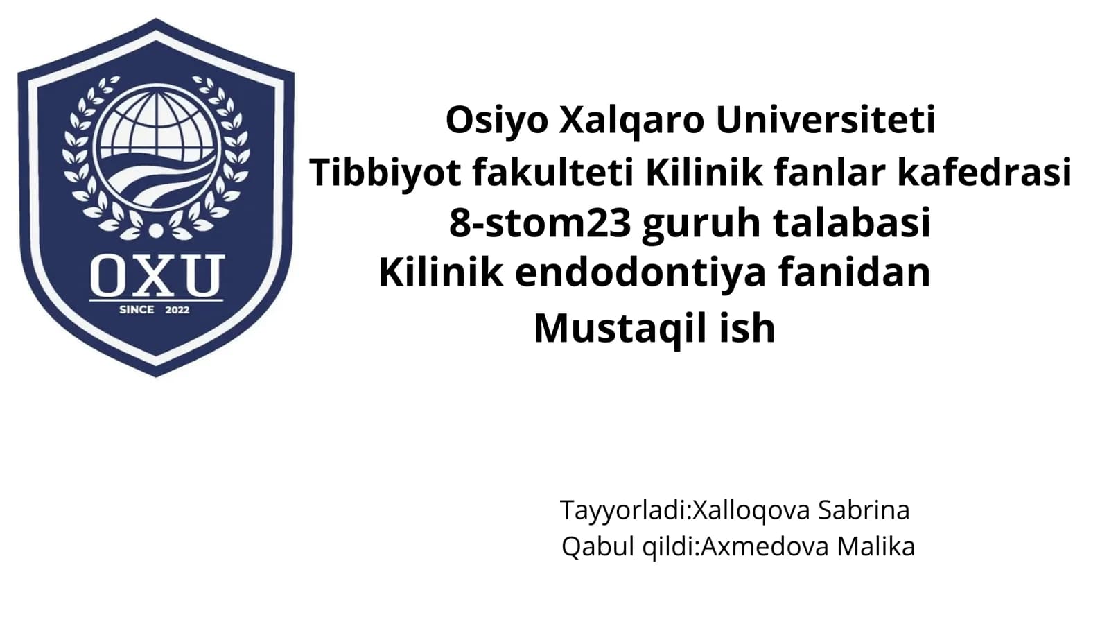 Kilinik endodontiya fanlari