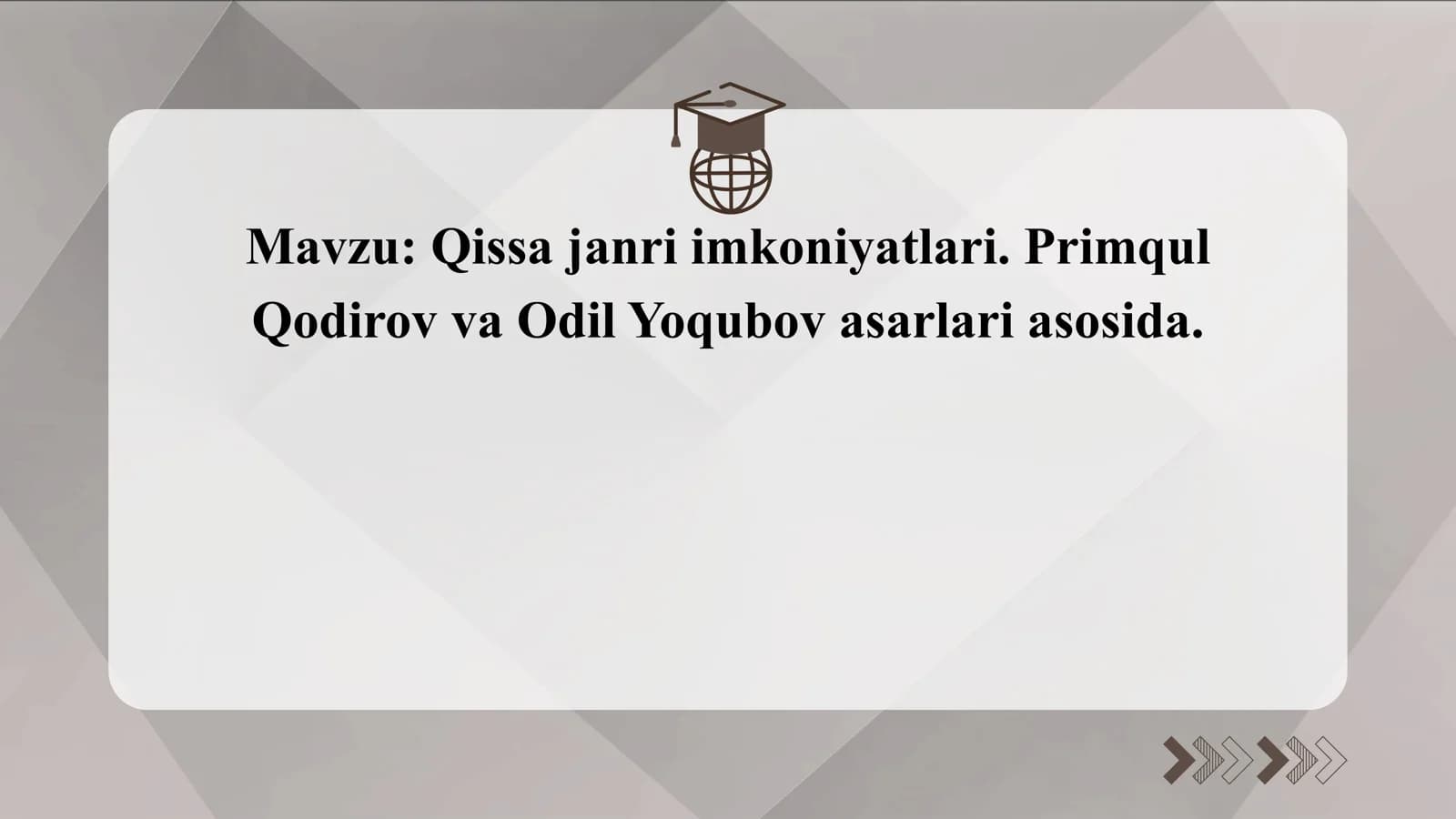 Qissa janri imkoniyatlari. Primqul Qodirov va Odil Yoqubov asarlari asosida