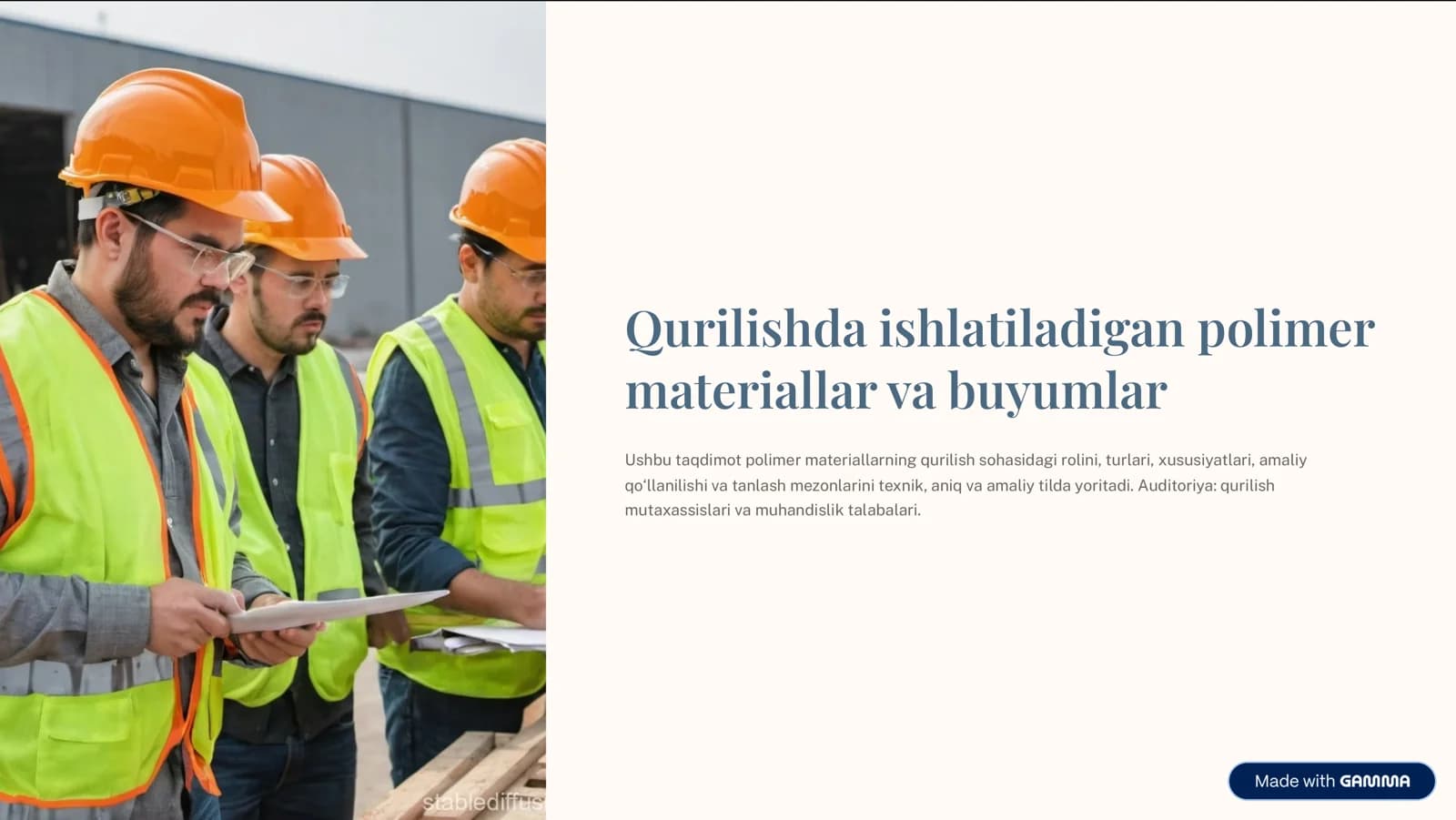Polimer materiallarning qurilish sohasidagi roli