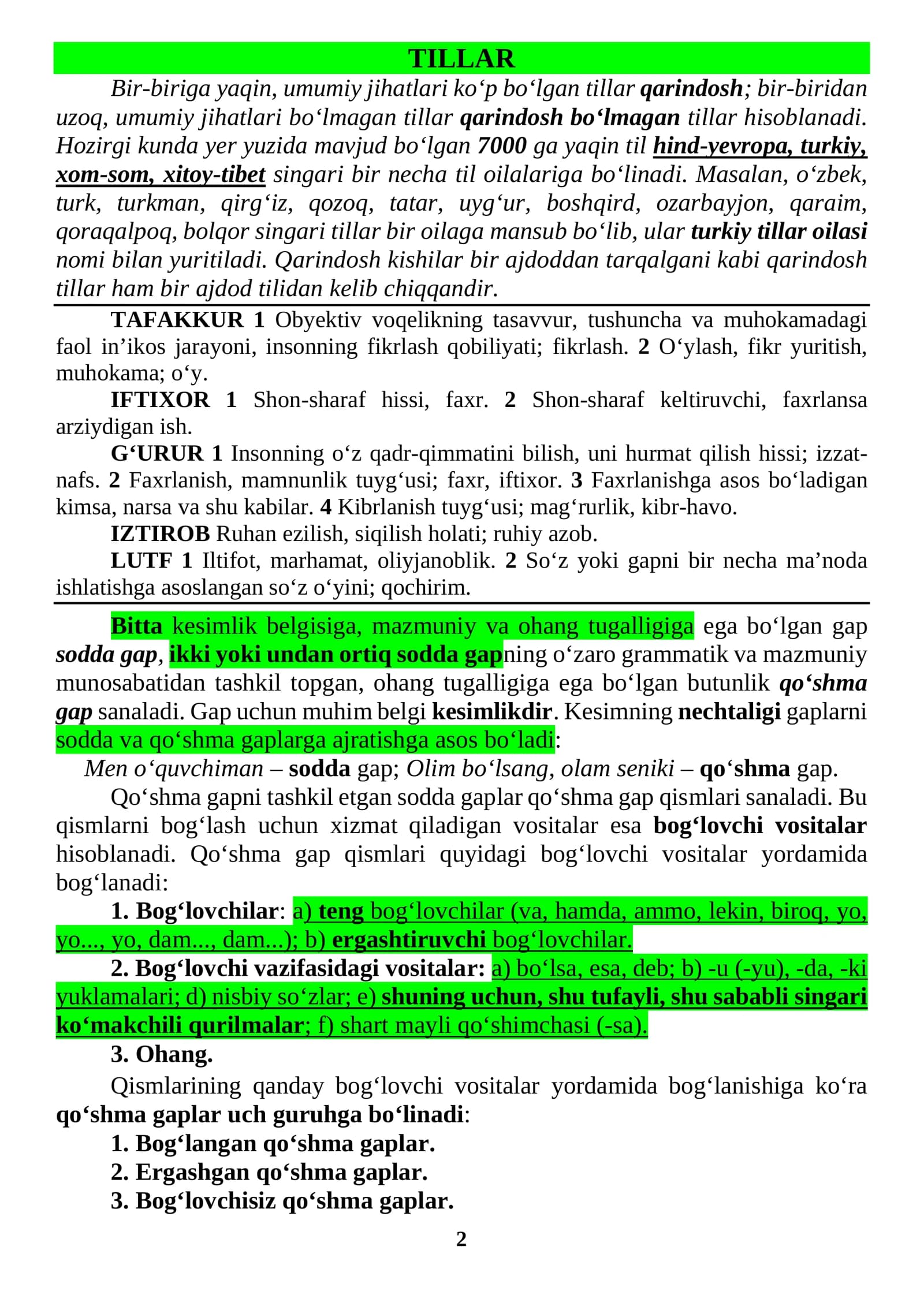 muhim grammatika va testlar