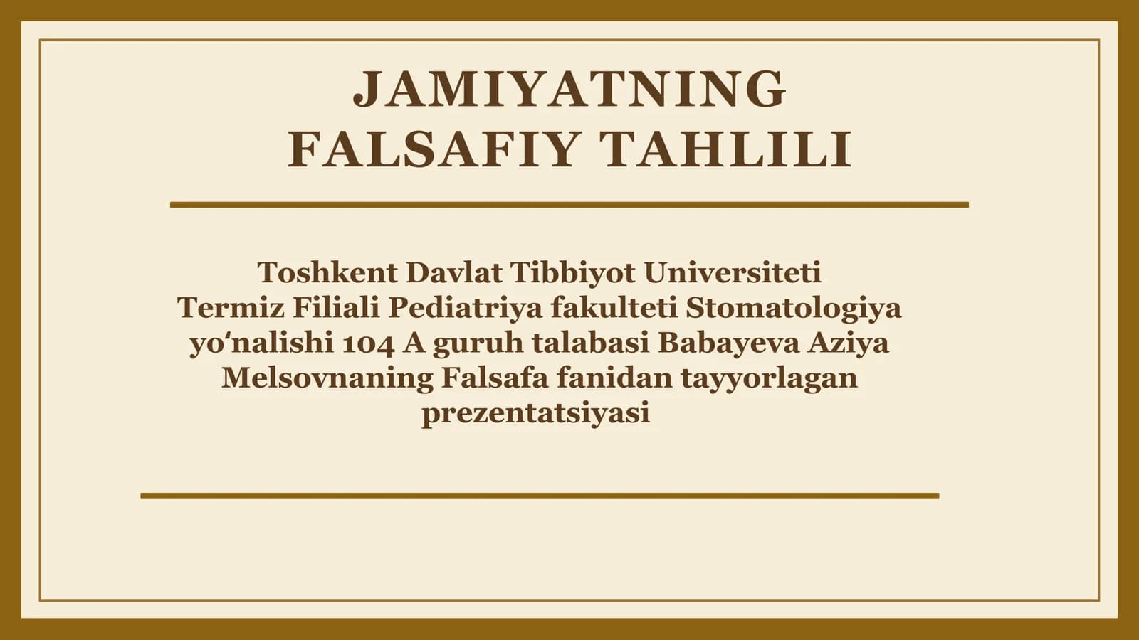 JAMIYATNING FALSAFIY TAHLILI