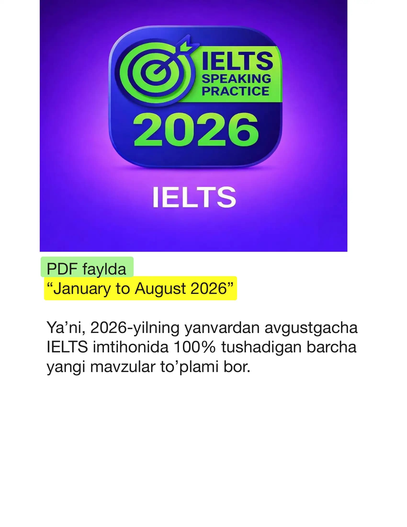 January to August 2026
