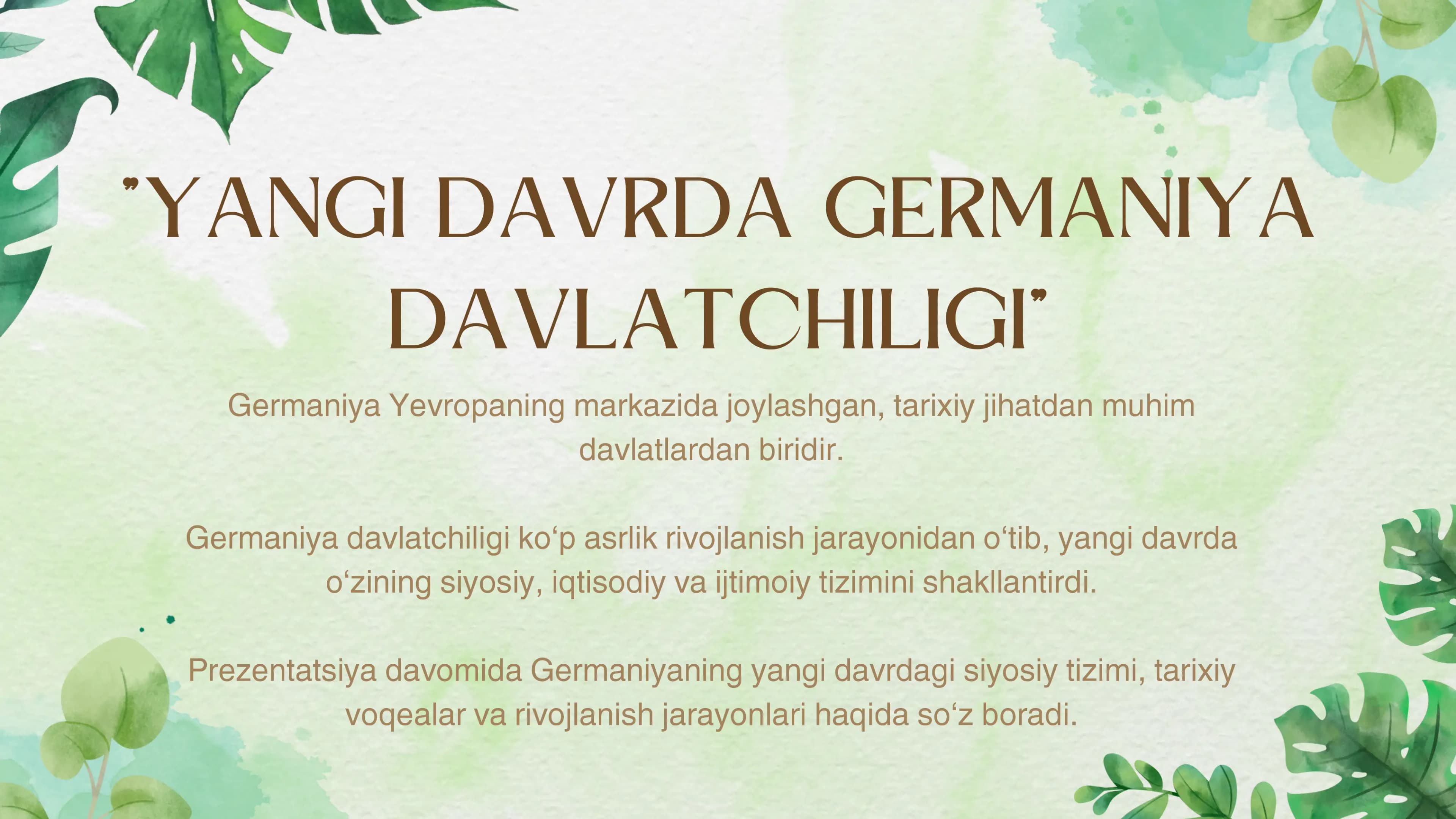 Yangi davrda Germaniya davlatchiligi