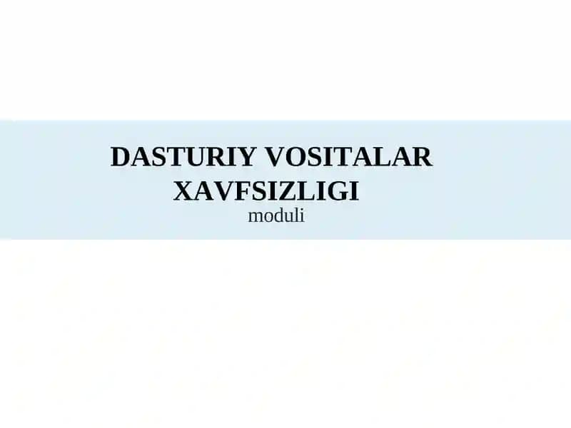 Dasturiy Vositalar Xavfsizligi