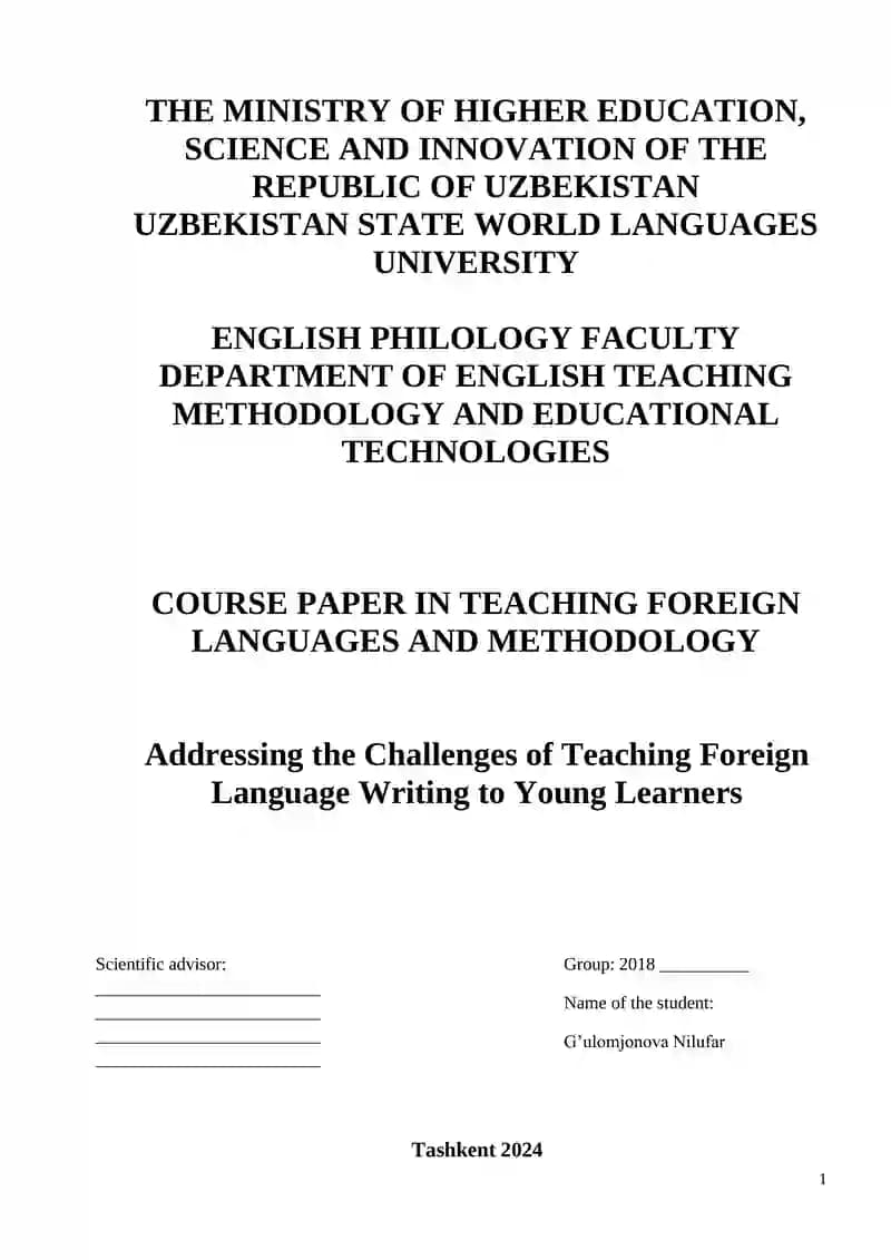 Addressing the Challenges of Teaching Foreign Language Writing to Young Learners