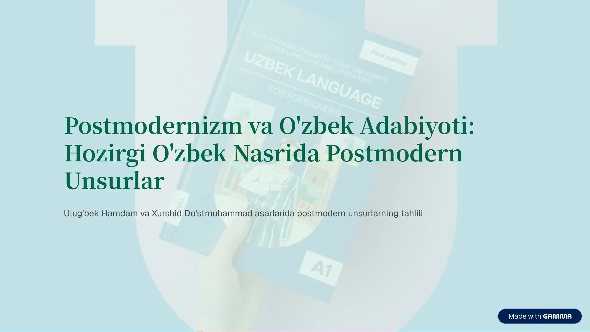 Postmodernizm va O'zbek Adabiyoti
