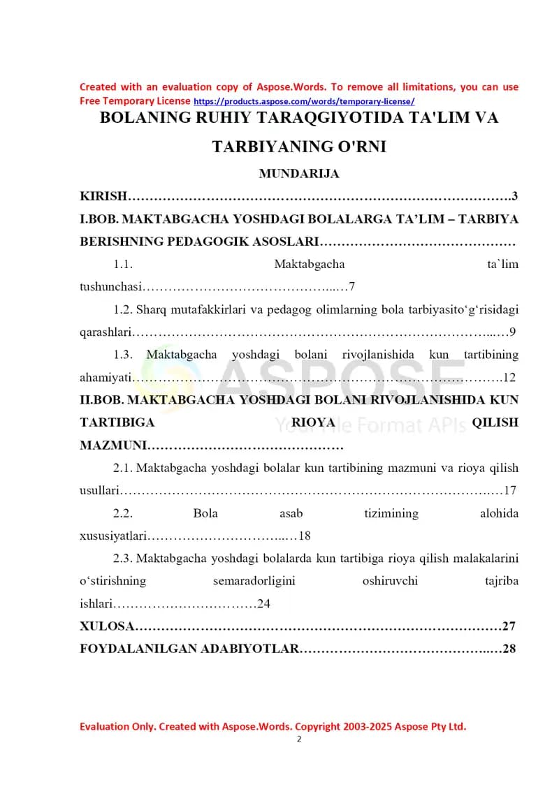 Bolaning ruhiy taraqqiyotida ta'lim va tarbiyaning o'rni
