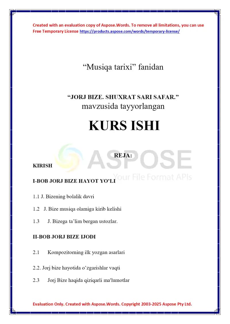 JORJ BIZE. SHUXRAT SARI SAFAR