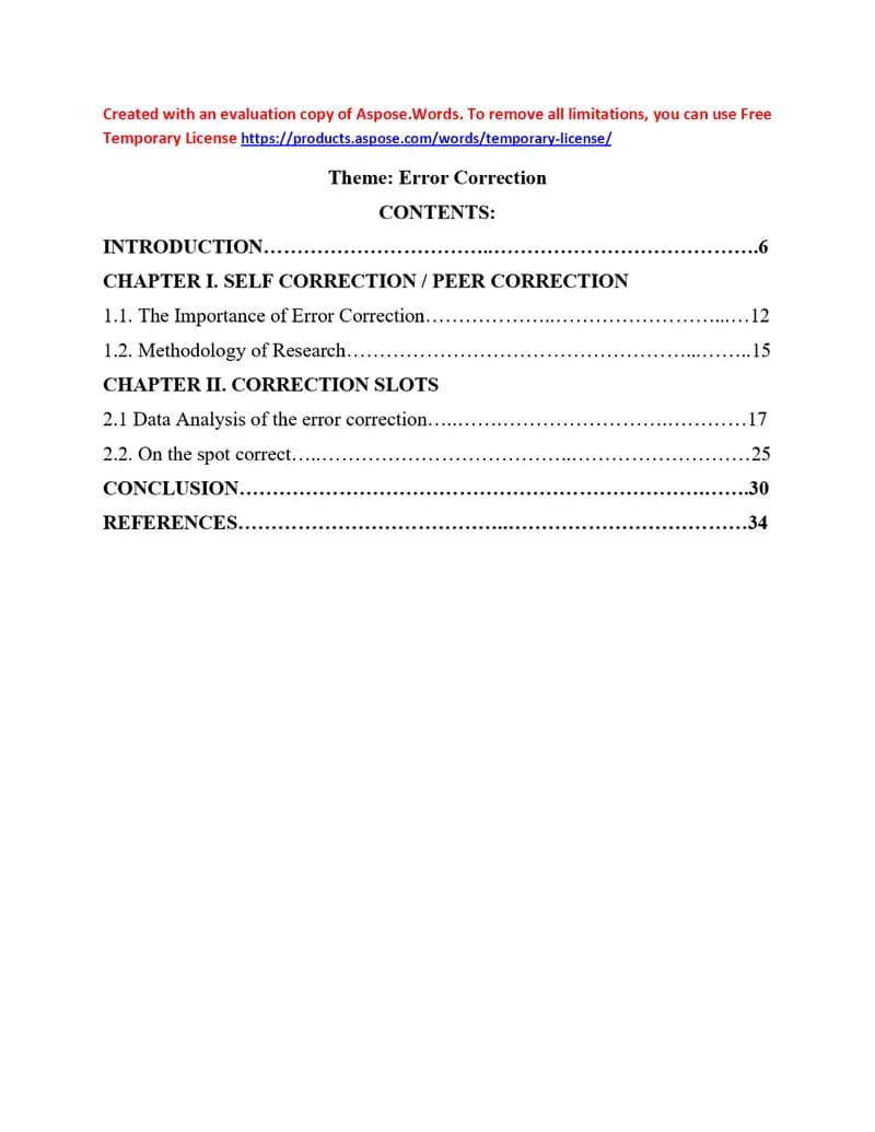 Error Correction Types