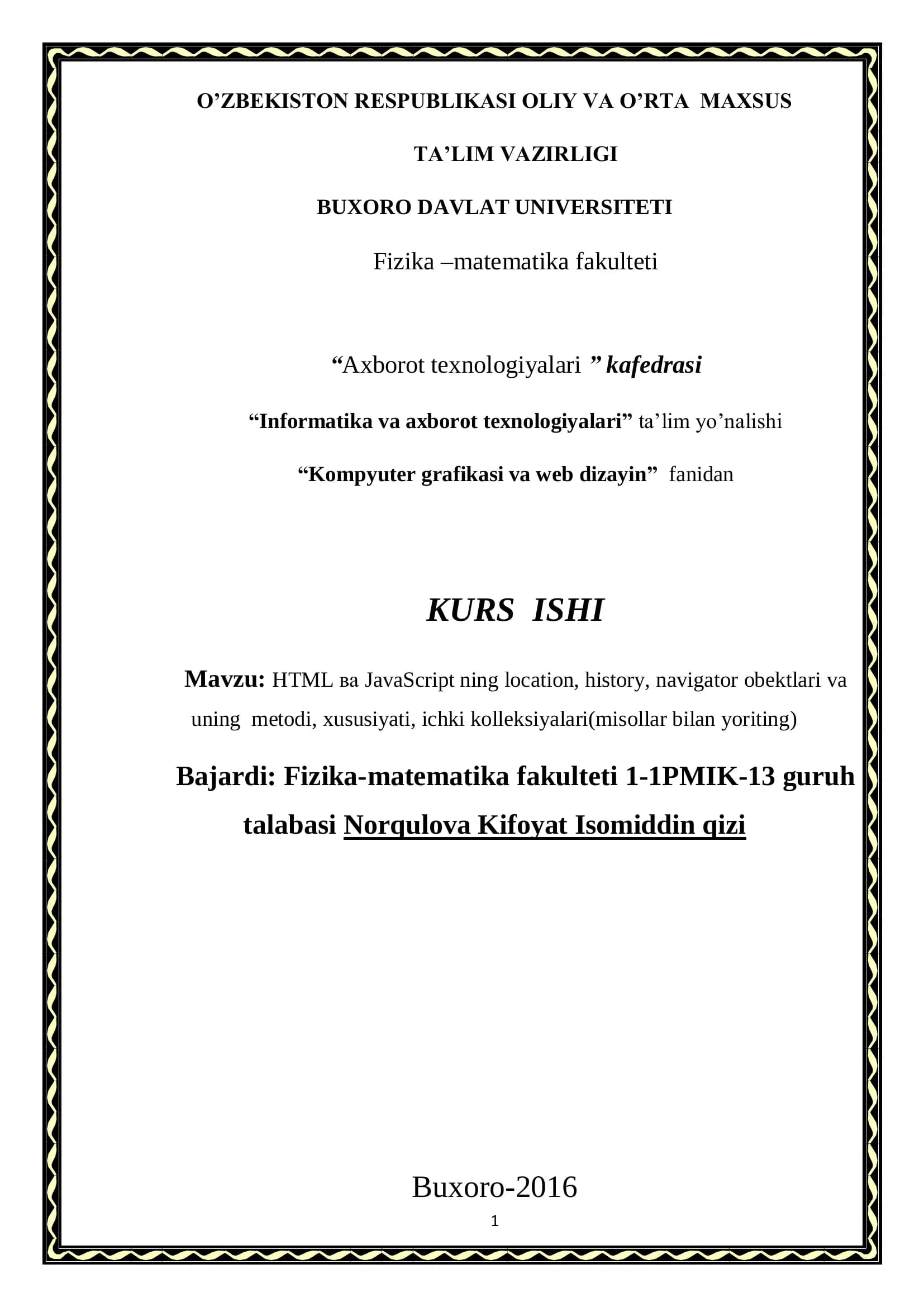 KOMPYUTER GRAFIKASI VA WEB DIZAYIN