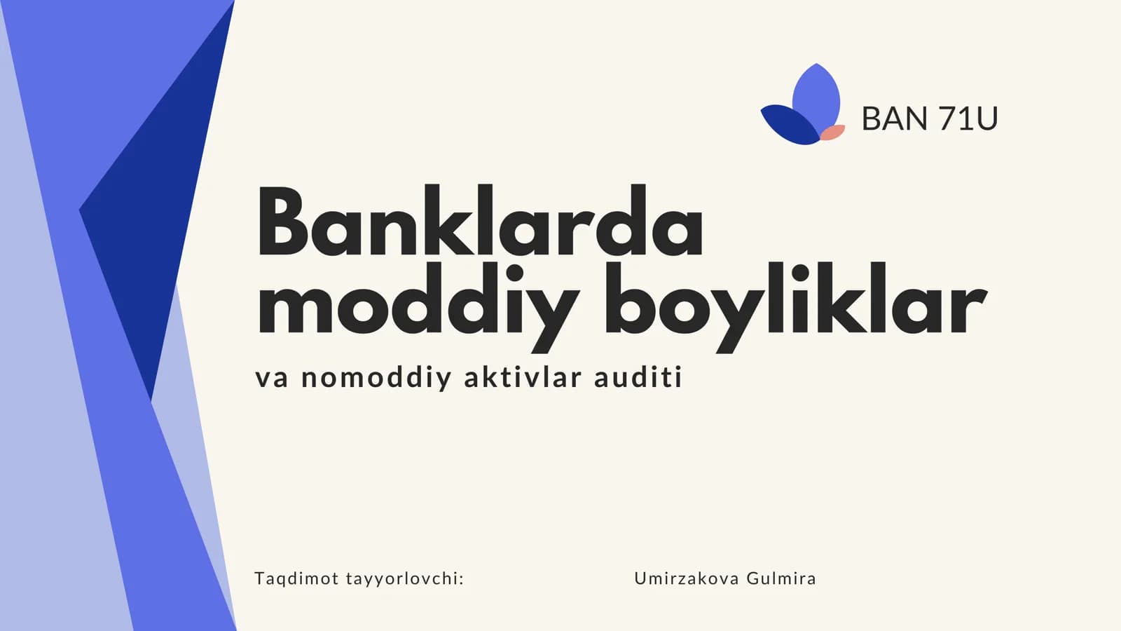 Banklarda moddiy boyliklar va nomoddiy aktivlar auditi