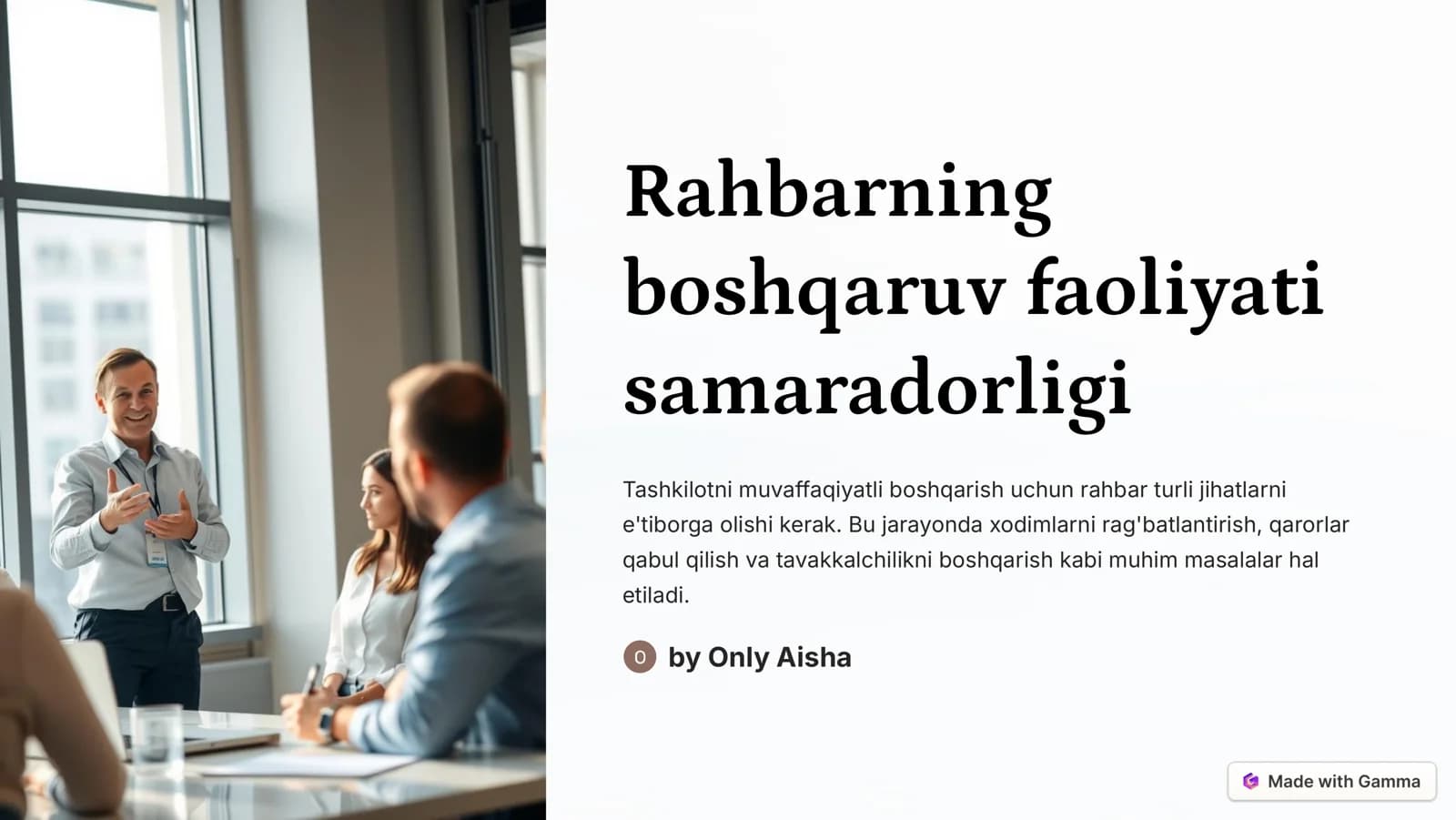 Rahbarning vazifalari va rollarini tushunish