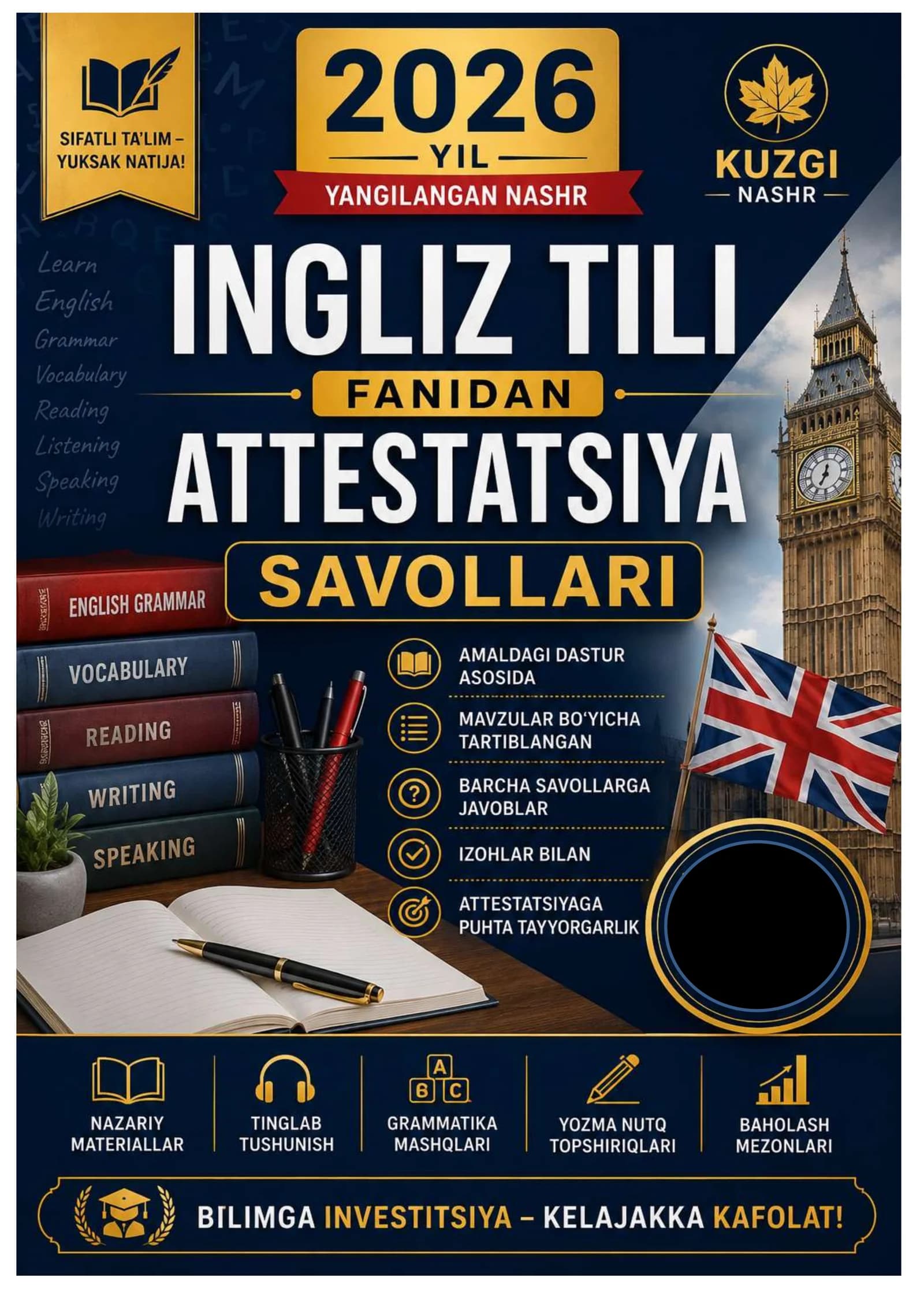 INGLIZ TILI ATTESTASIYA SAVOLLAR JAVOBI 2026 YIL KUZGI