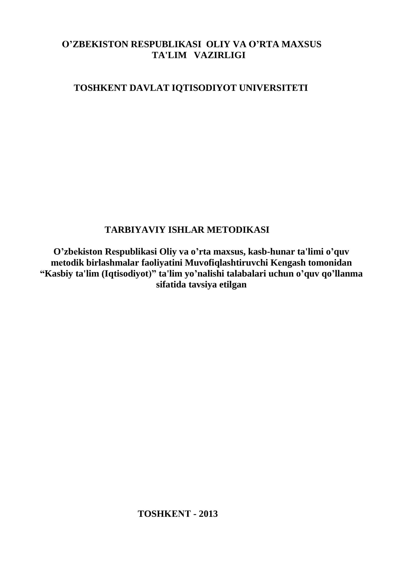 Tarbiyaviy ishlar metodikasi