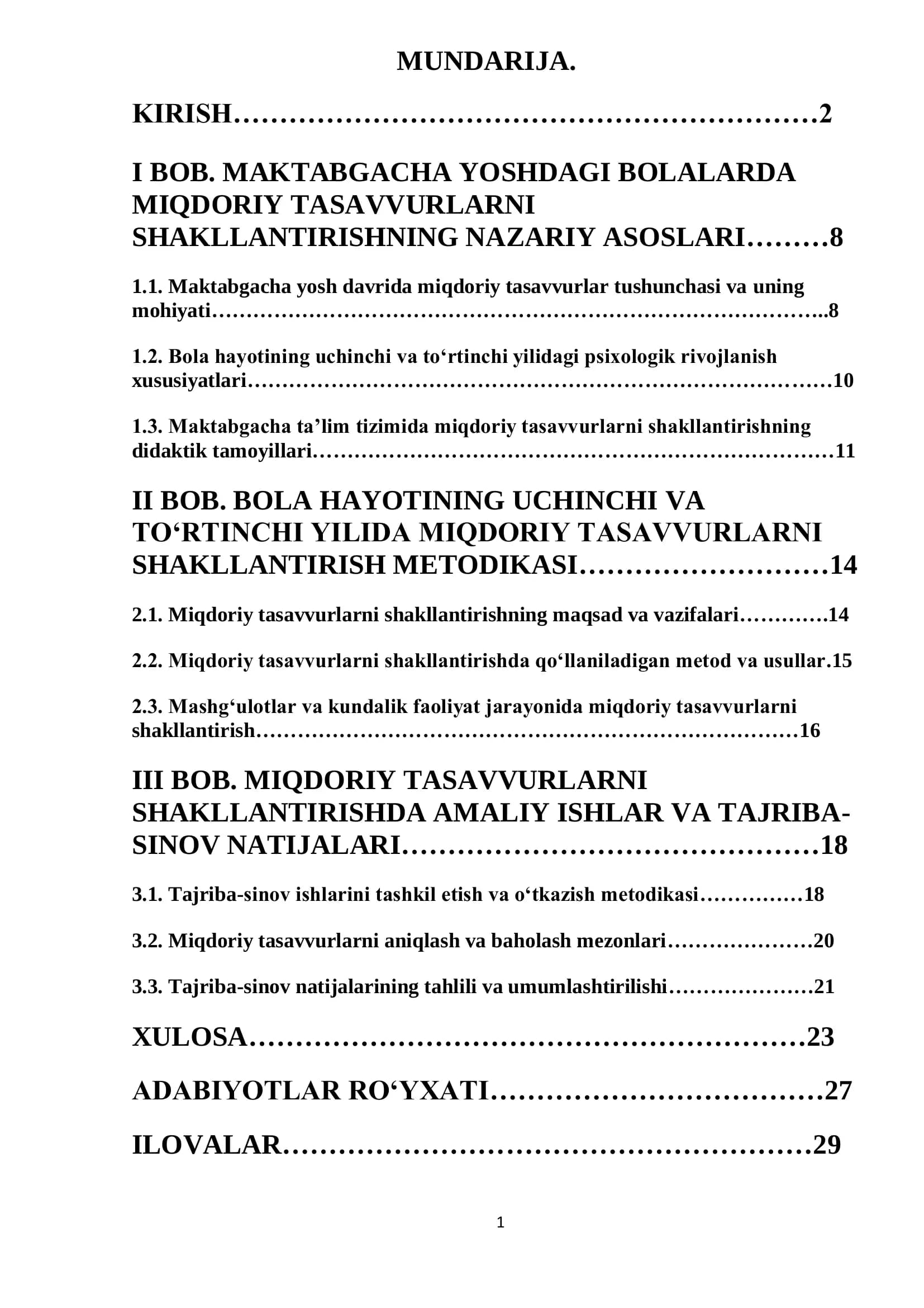 MIQDORIY TASAVVURLARNI SHAKLLANTIRISHDA AMALIY ISHLAR VA TAJRIBA-SINOV NATIJALARI