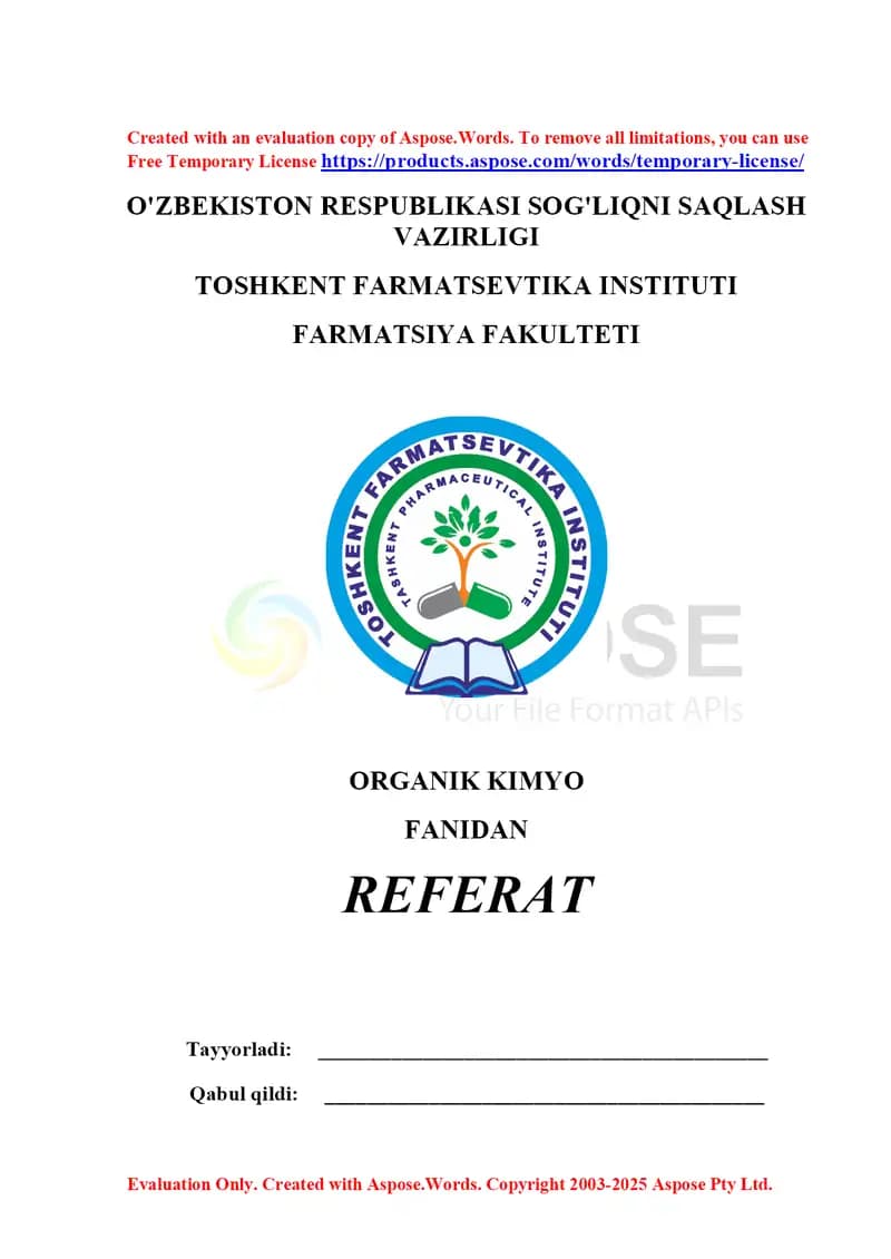 10. Bir va ikki atomli fenollarning olinish usullari. Pikrin kislota 2. Referat 16 bet