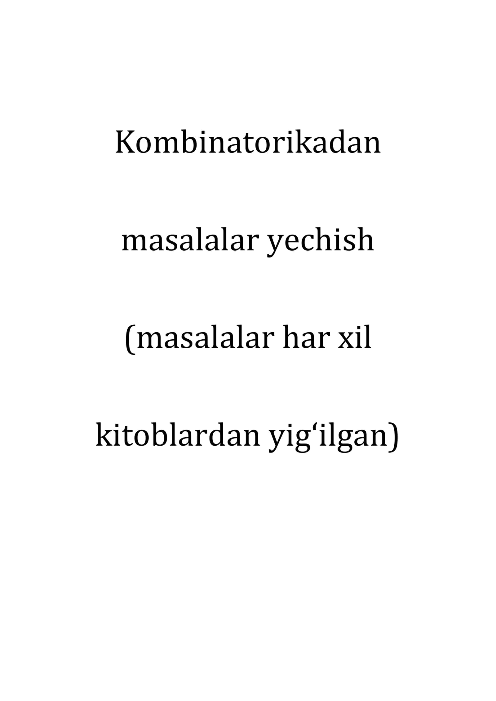 Kombinatorikadan masalalar yechish