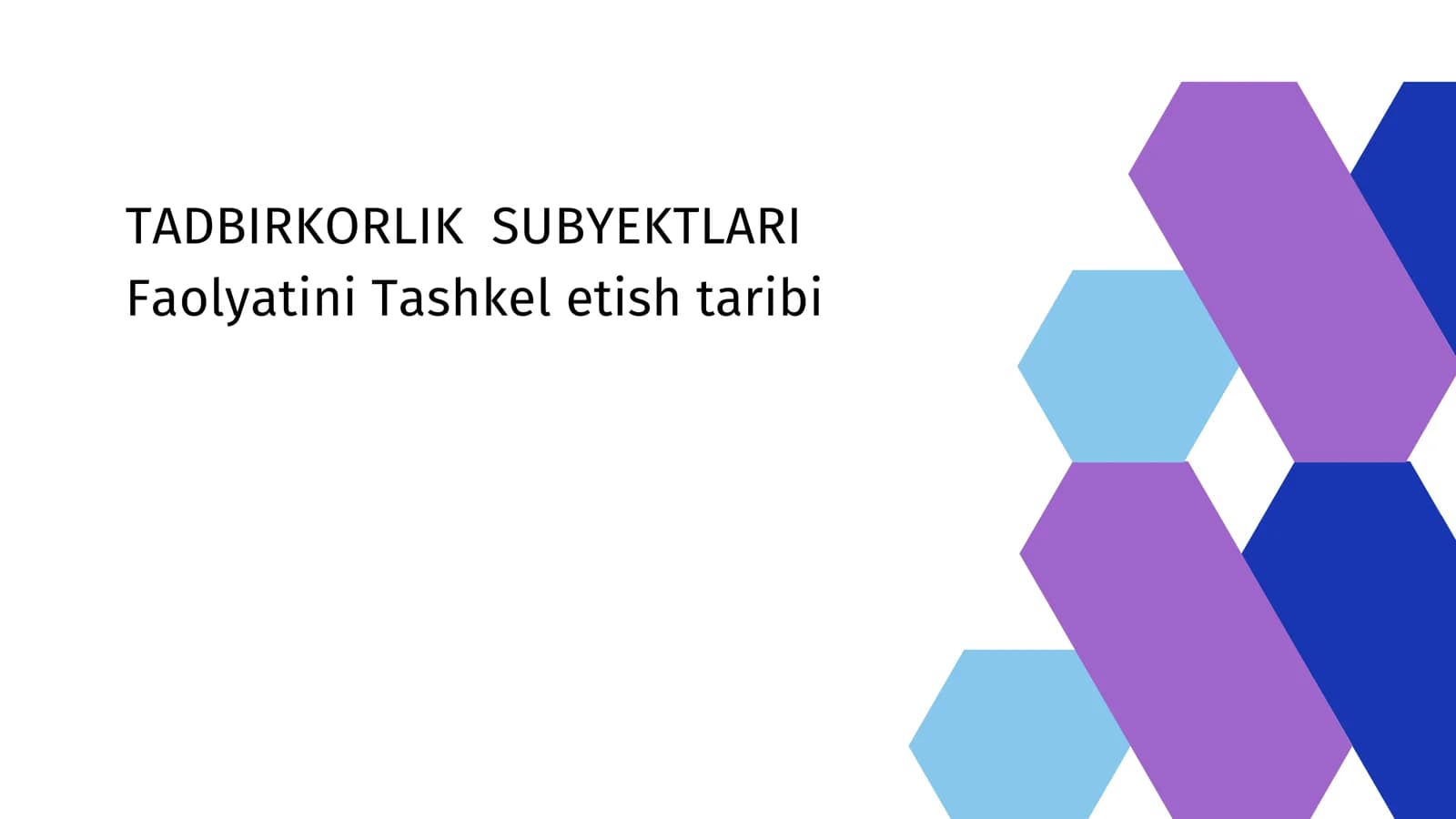 TADBIRKORLIK SUBYEKTLARI Faolyatini Tashkil etish taribi