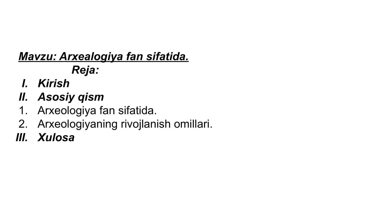 Arxealogiya fan sifatida